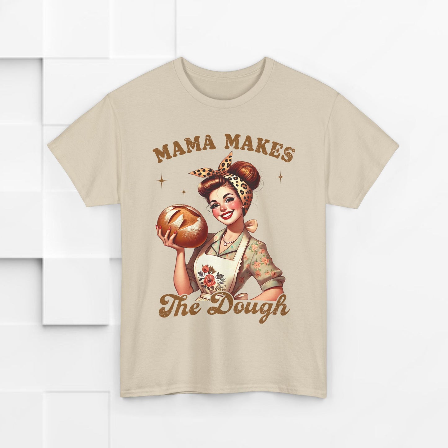 Funny Baking T-Shirt | "Mama Makes The Dough" Unisex Heavy Cotton Tee | Perfect Gift for Moms & Bakers