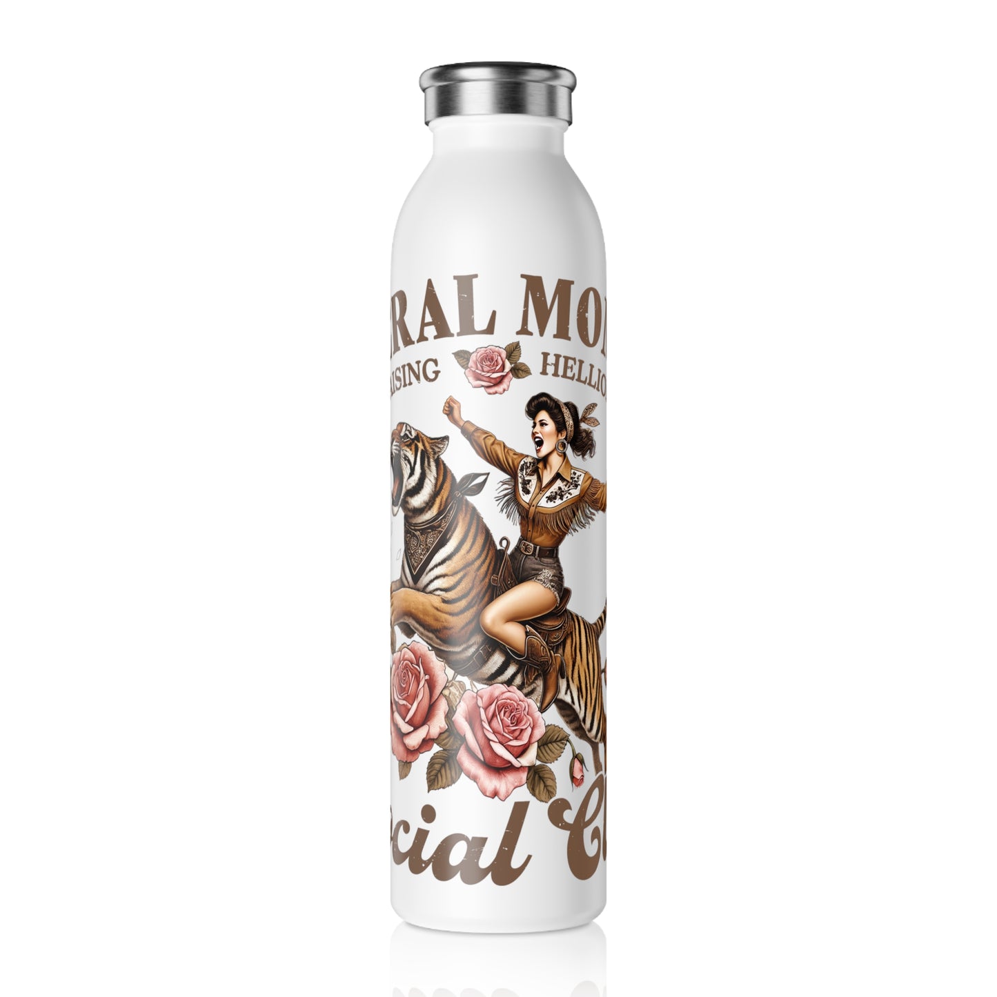 Feral Mom Slim Water Bottle - Stylish & Functional Hydro Flask for Active Moms - GULLYDESIGN