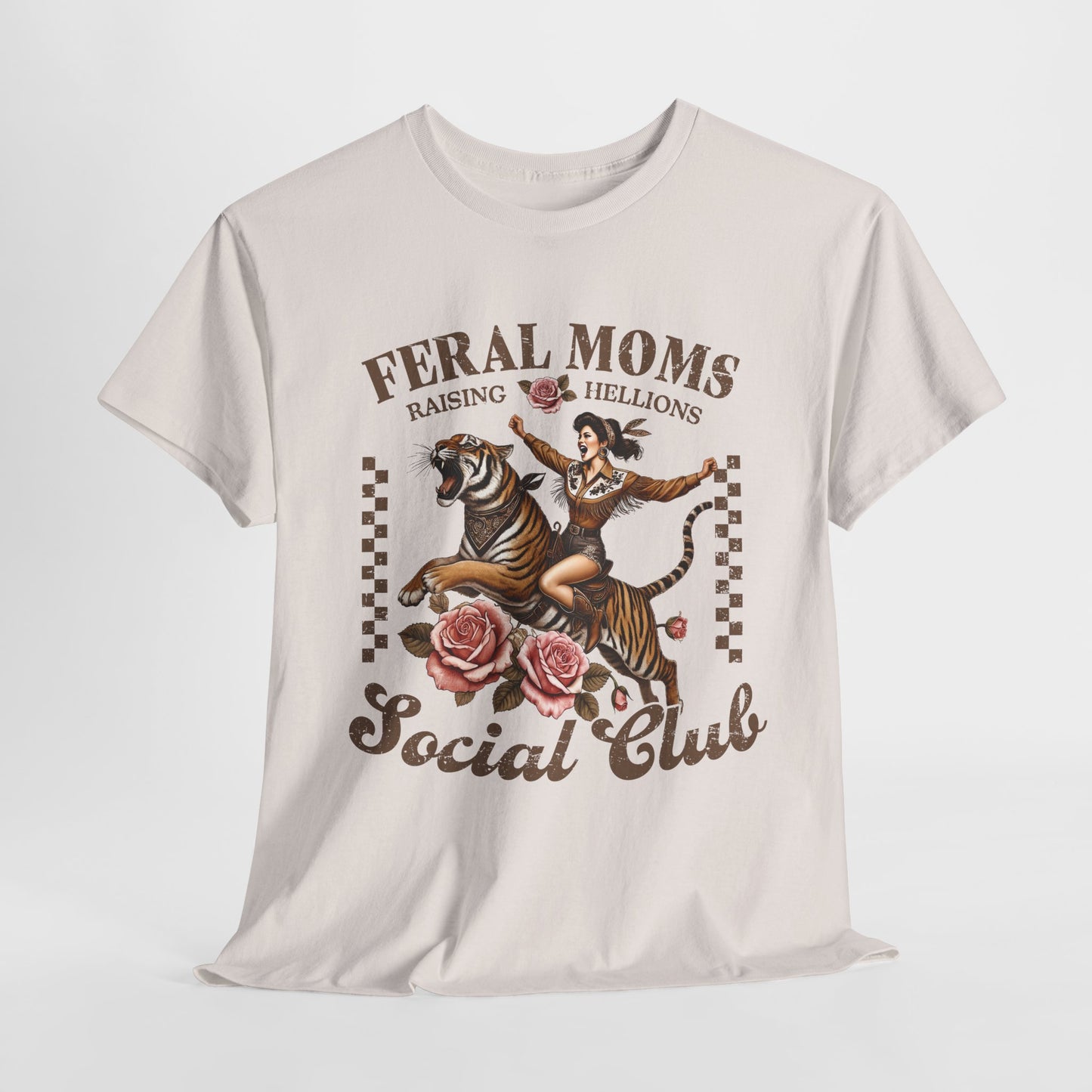 Feral Moms Social Club Tee - Unisex Heavy Cotton T-Shirt for Fun & Rebellious Moms