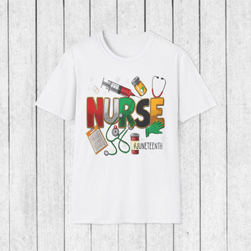 Nurse Pride Unisex Softstyle T-Shirt - #Juneteenth Celebration Tees
