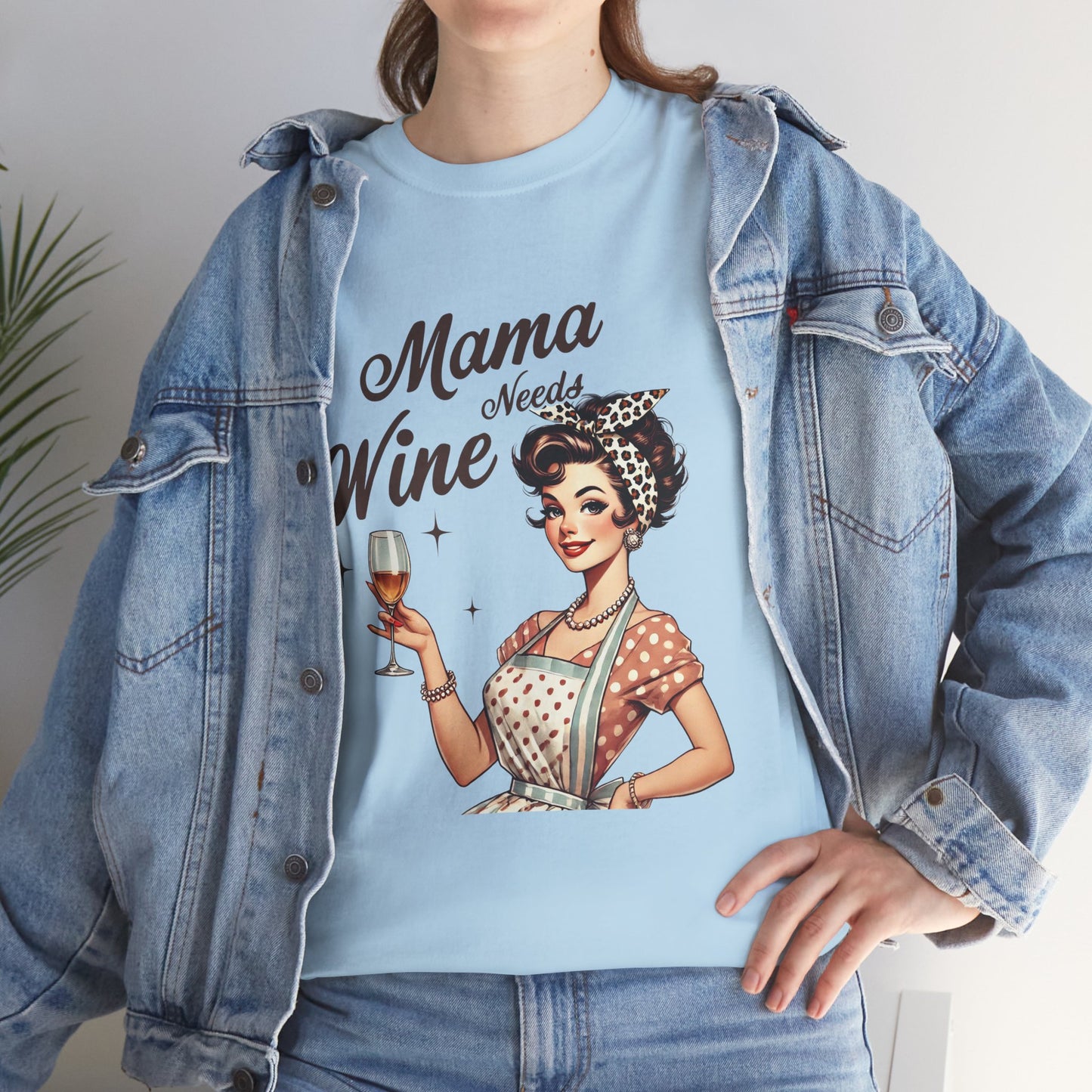 Mama Needs Wine Unisex Heavy Cotton Tee - Fun and Playful Gift for Wine Lovers