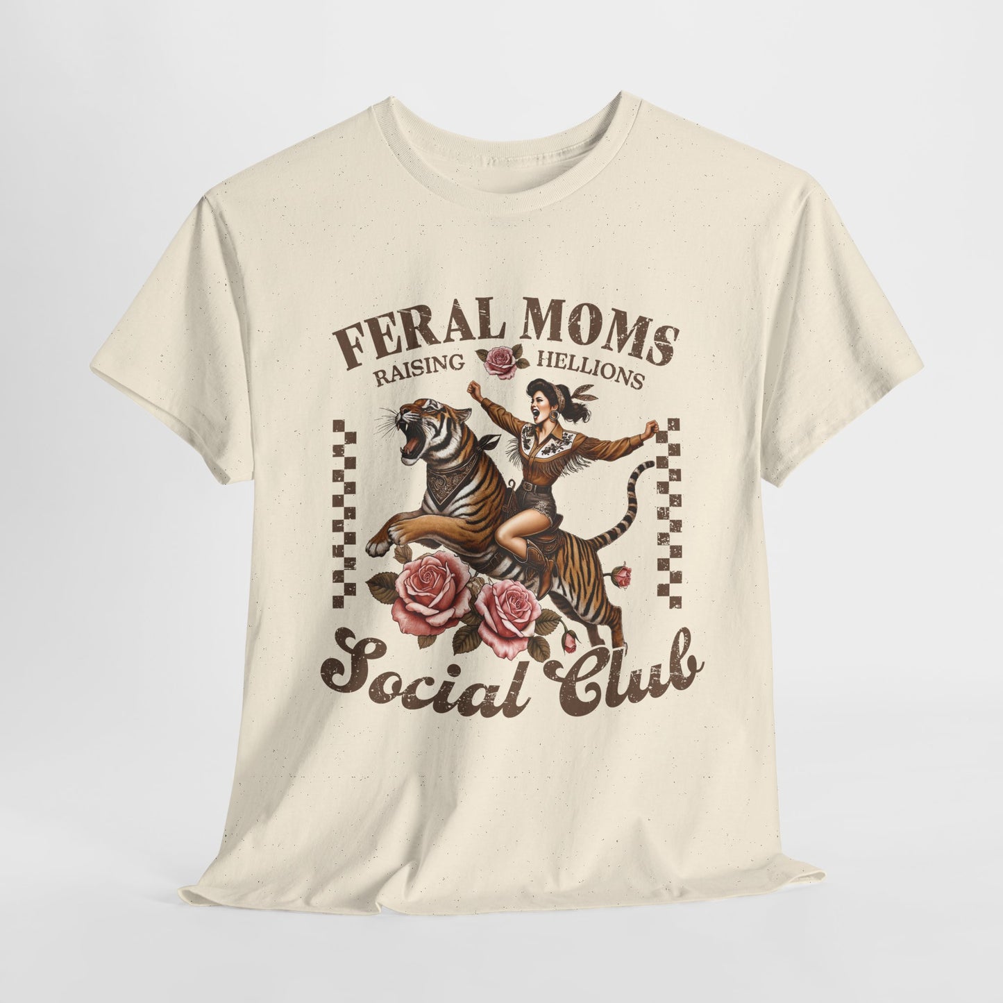 Feral Moms Social Club Tee - Unisex Heavy Cotton T-Shirt for Fun & Rebellious Moms