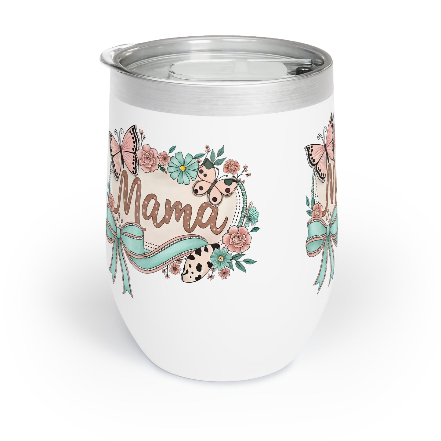 Personalized Mama Chill Wine Tumbler with Floral Design