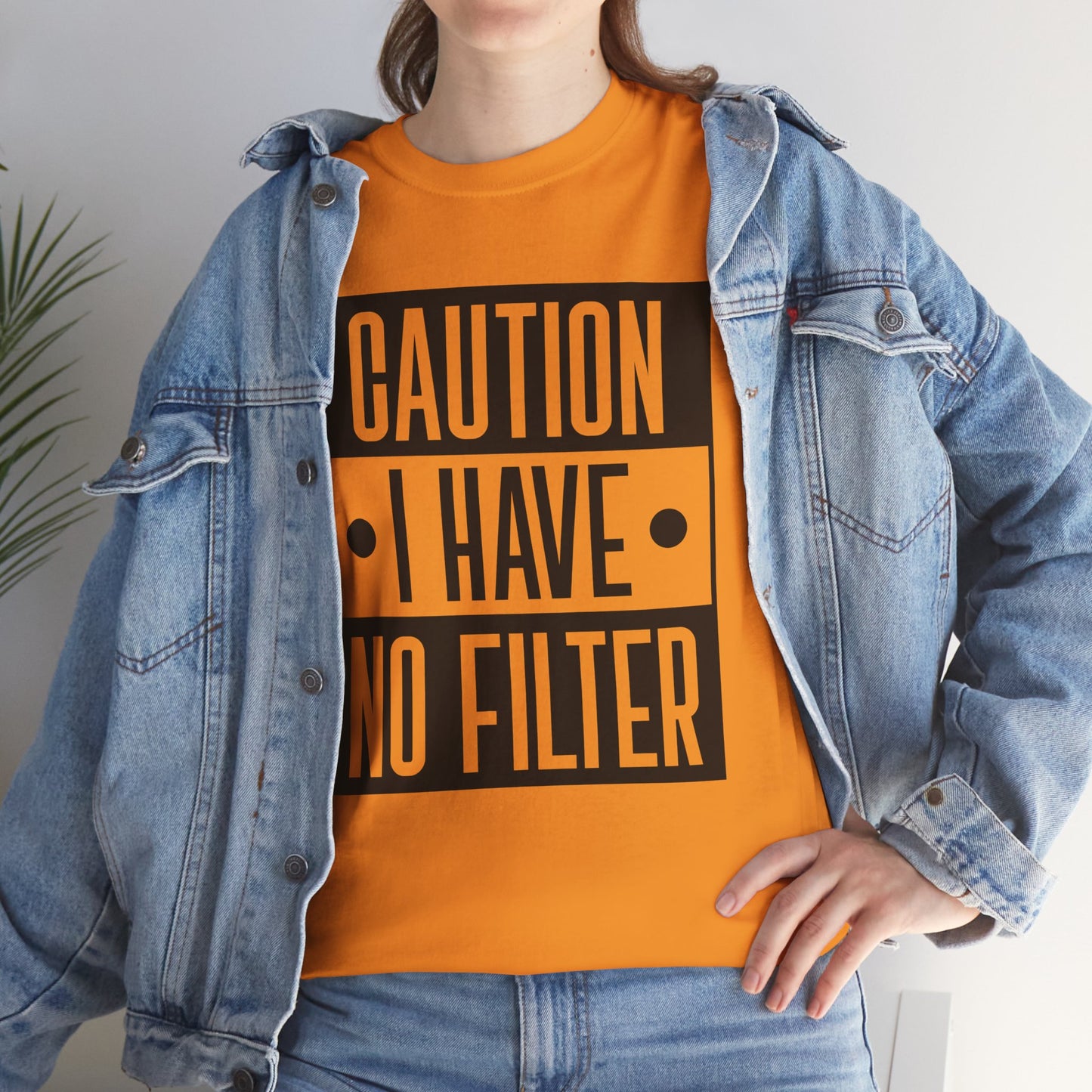 Caution I Have No Filter Unisex Heavy Cotton Tee