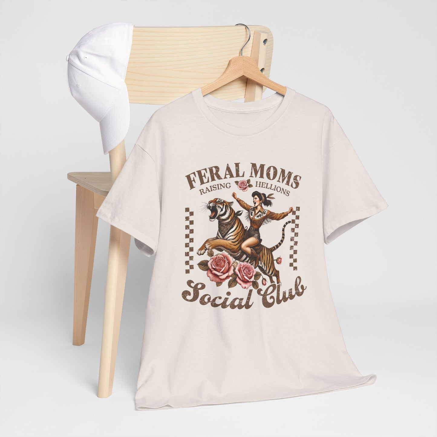 Feral Moms Social Club Tee - Unisex Heavy Cotton T-Shirt for Fun & Rebellious Moms