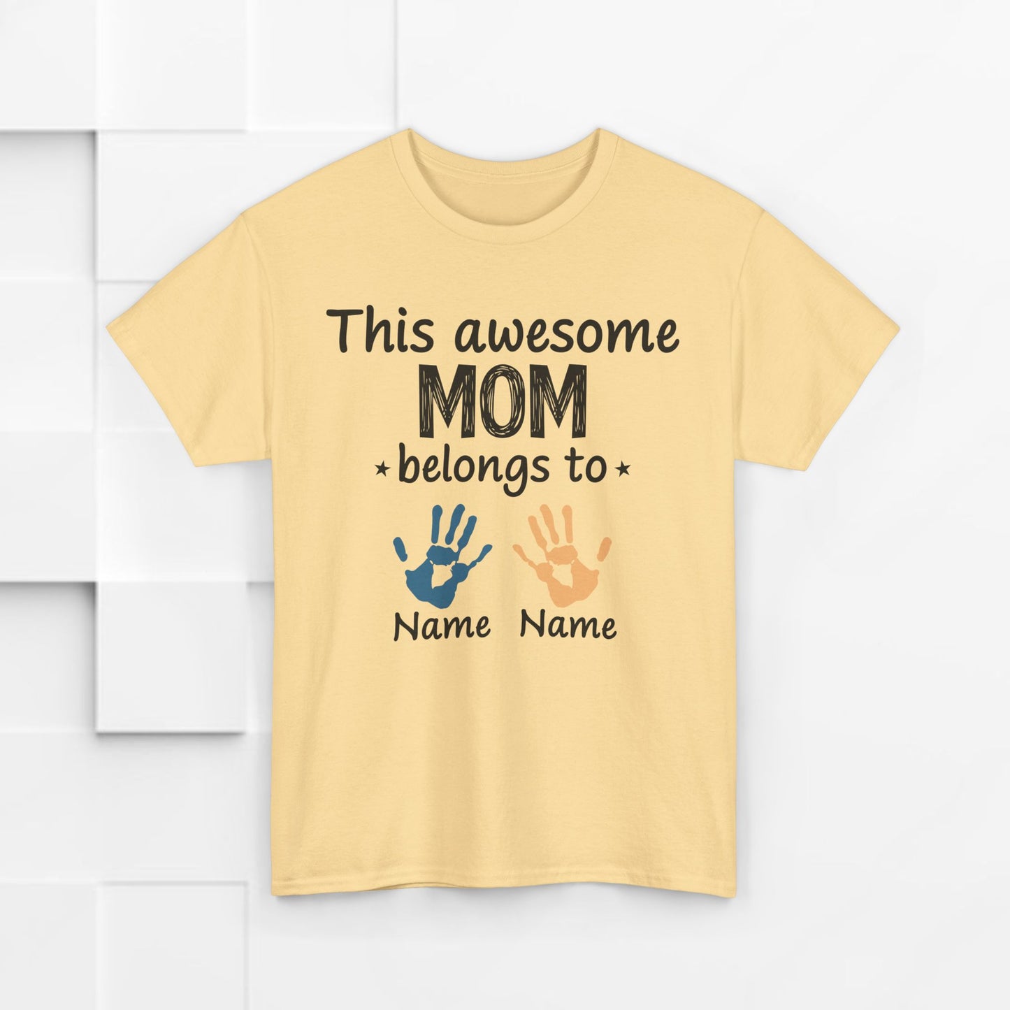 Custom "This Awesome MOM Belongs To" Unisex Heavy Cotton Tee - Perfect Gift for Mother's Day and Family Celebrations