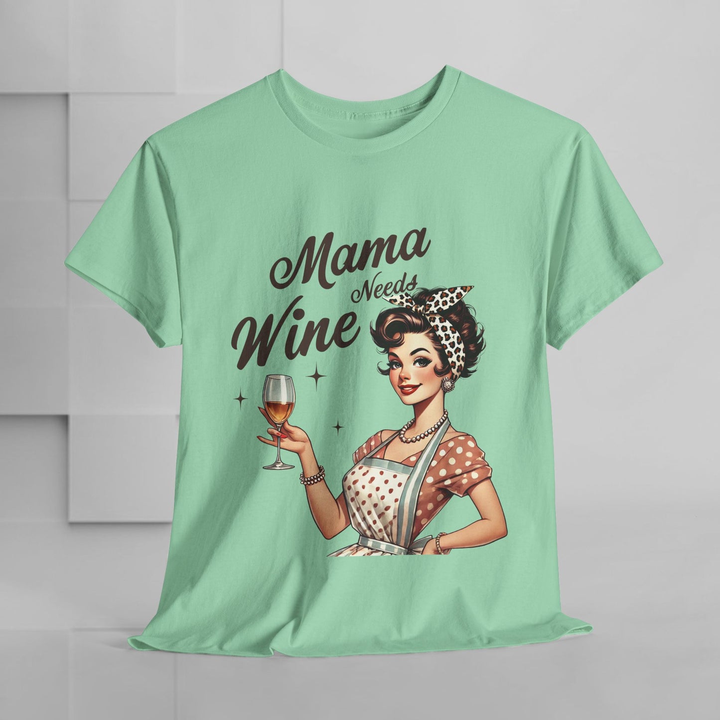 Mama Needs Wine Unisex Heavy Cotton Tee - Fun and Playful Gift for Wine Lovers