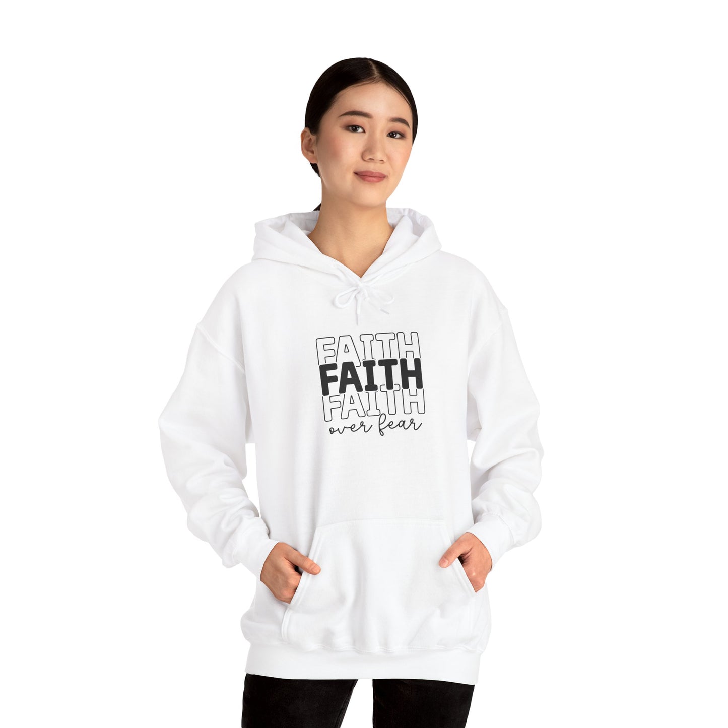 Faith Over Fear Unisex Hooded Sweatshirt - Inspirational Casual Wear - GULLYDESIGN