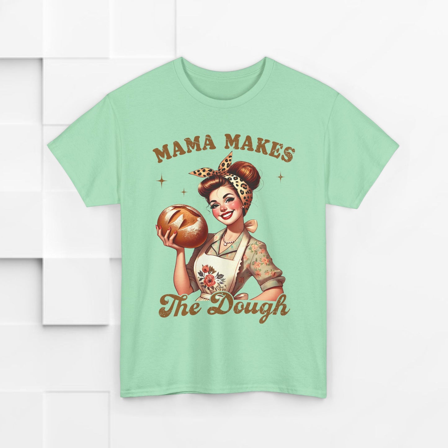 Funny Baking T-Shirt | "Mama Makes The Dough" Unisex Heavy Cotton Tee | Perfect Gift for Moms & Bakers