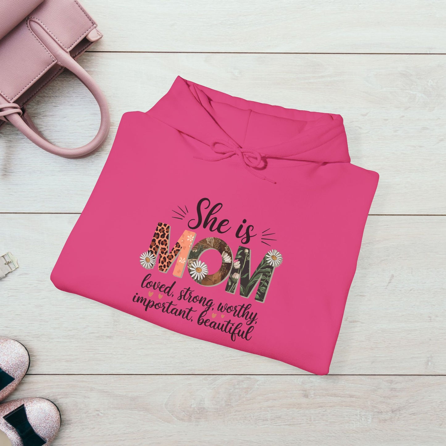 She is MOM Hooded Sweatshirt - Soft, Warm & Inspirational Gift for Mother's Day