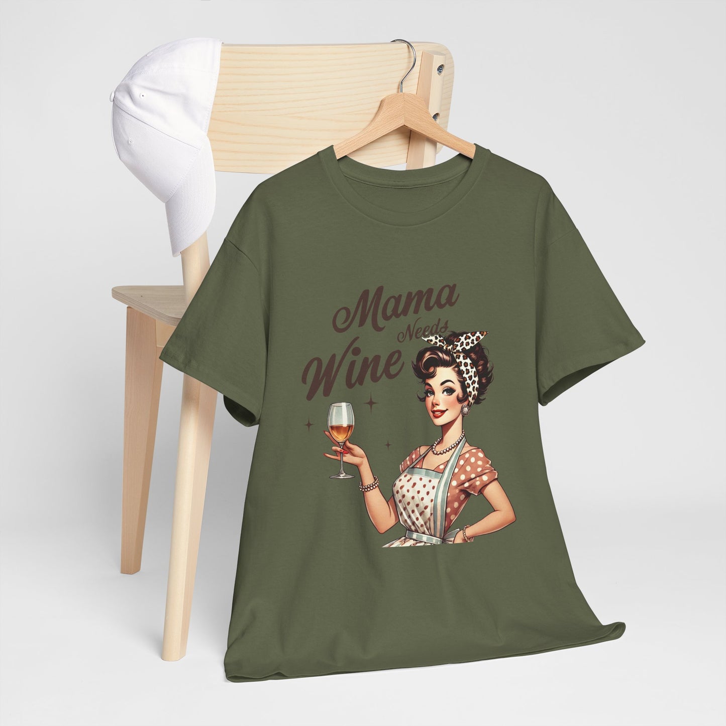 Mama Needs Wine Unisex Heavy Cotton Tee - Fun and Playful Gift for Wine Lovers