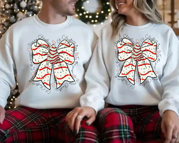 Tis The Season Bow Ribbon Christmas Sweatshirt – Premium Gildan | DTF Printed