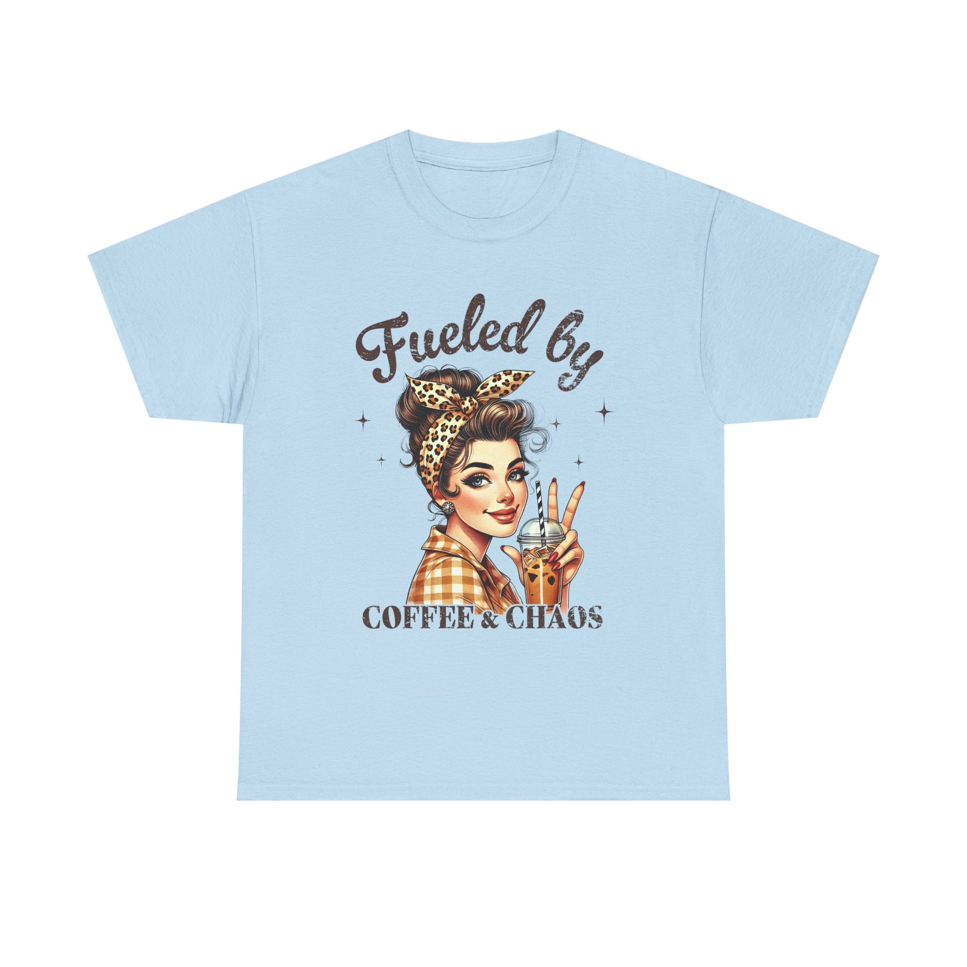 Fueled by Coffee & Chaos Unisex Tee - Fun Graphic Shirt for Coffee Lovers - GULLYDESIGN