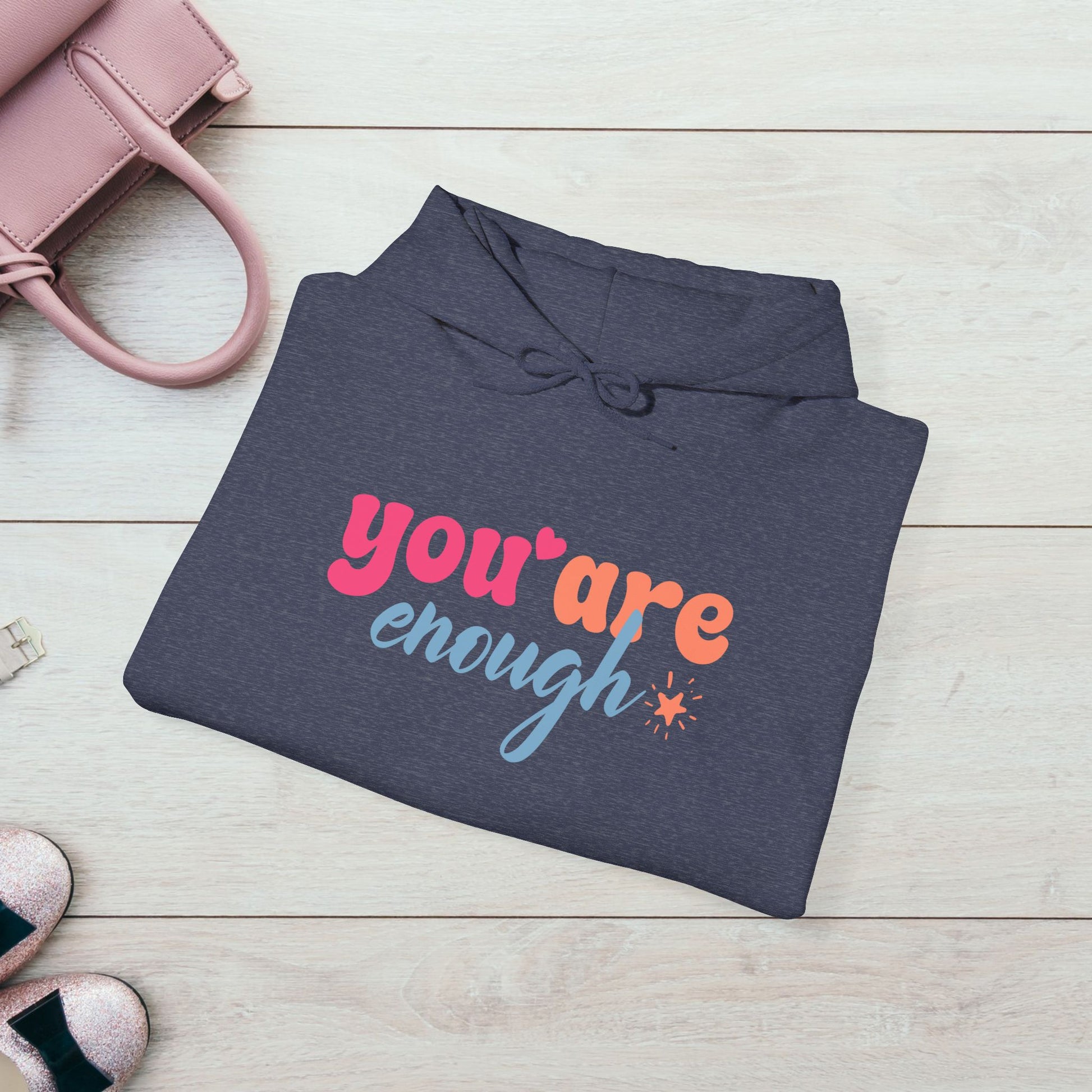 Inspirational Unisex Hoodie - 'You Are Enough' Motivational Sweatshirt for Self-Love & Positivity - GULLYDESIGN