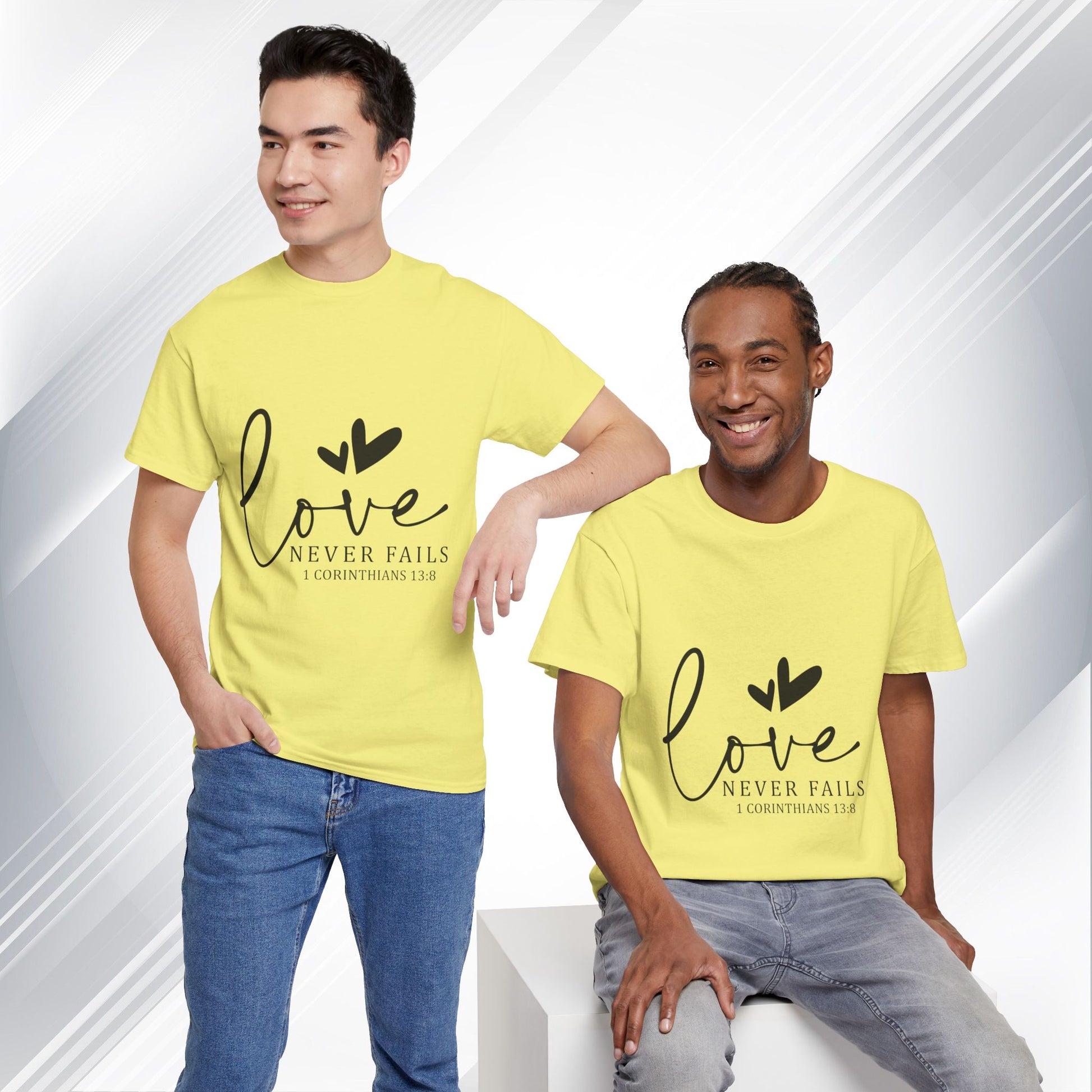 Love Never Fails Unisex Heavy Cotton Tee - Inspirational Christian T-Shirt - GULLYDESIGN