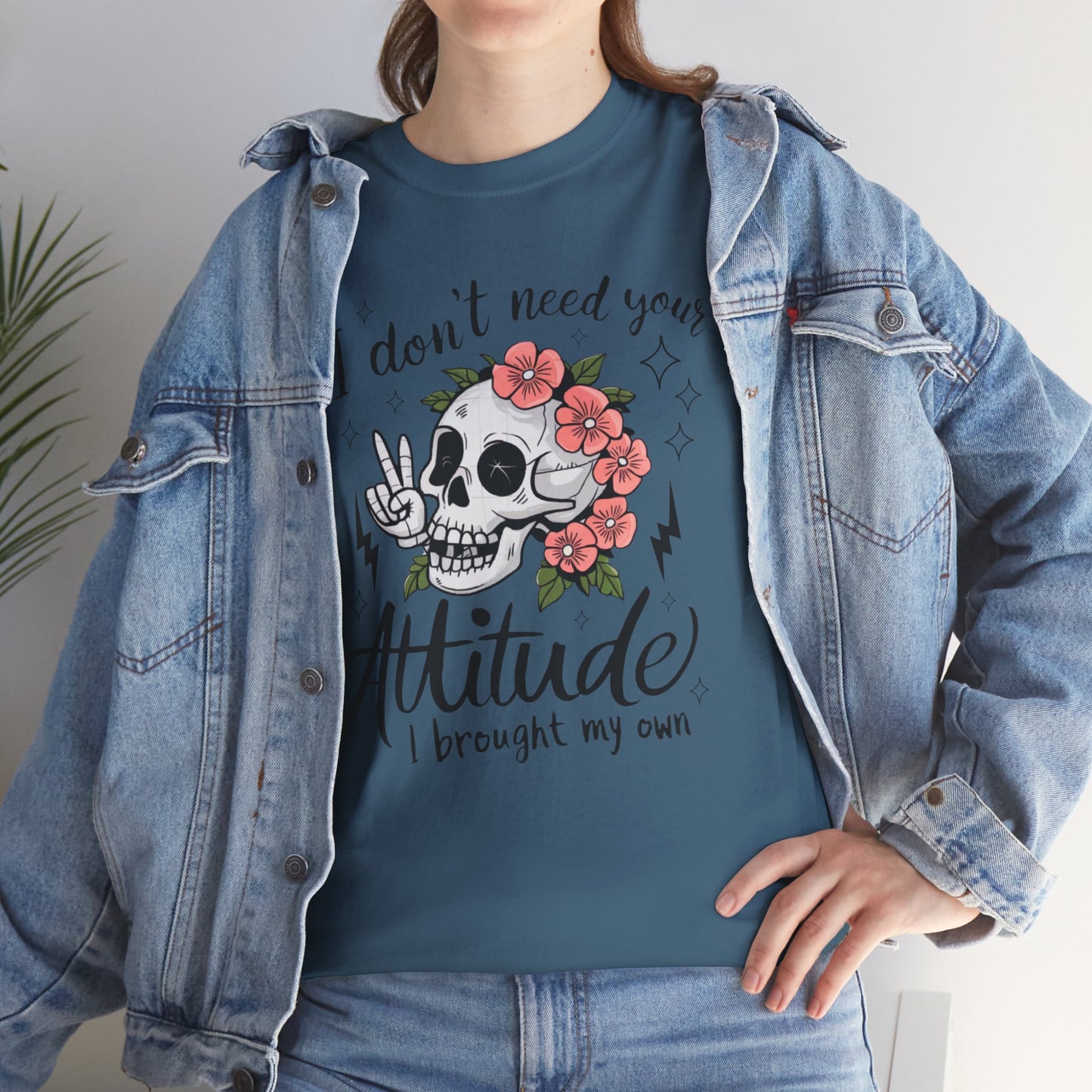 Rebellious Skull Attitude Unisex Heavy Cotton Tee
