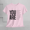 You Are Enough Unisex Heavy Cotton Tee | Inspirational Graphic Tee for Self-Love and Positivity - GULLYDESIGN