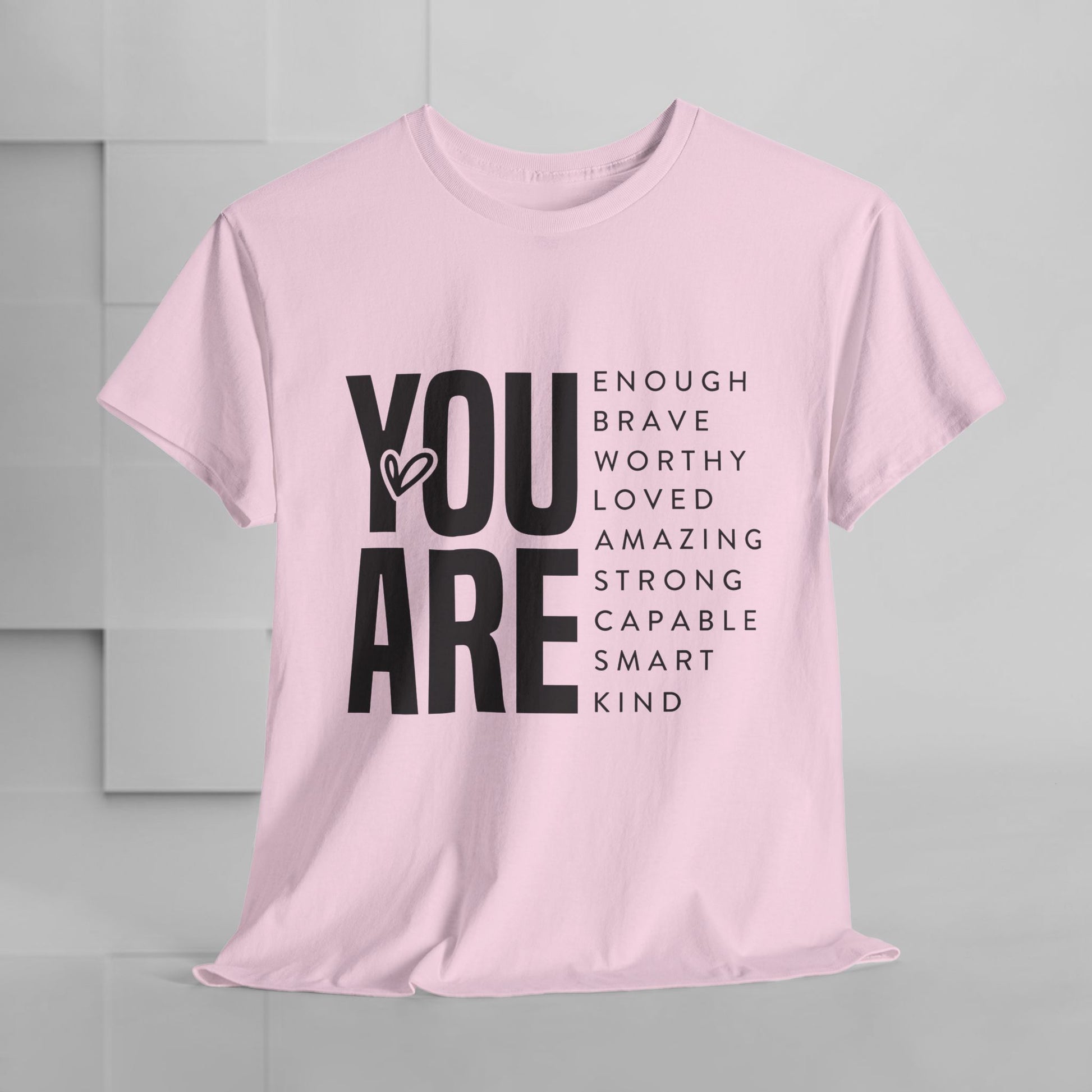You Are Enough Unisex Heavy Cotton Tee | Inspirational Graphic Tee for Self-Love and Positivity - GULLYDESIGN