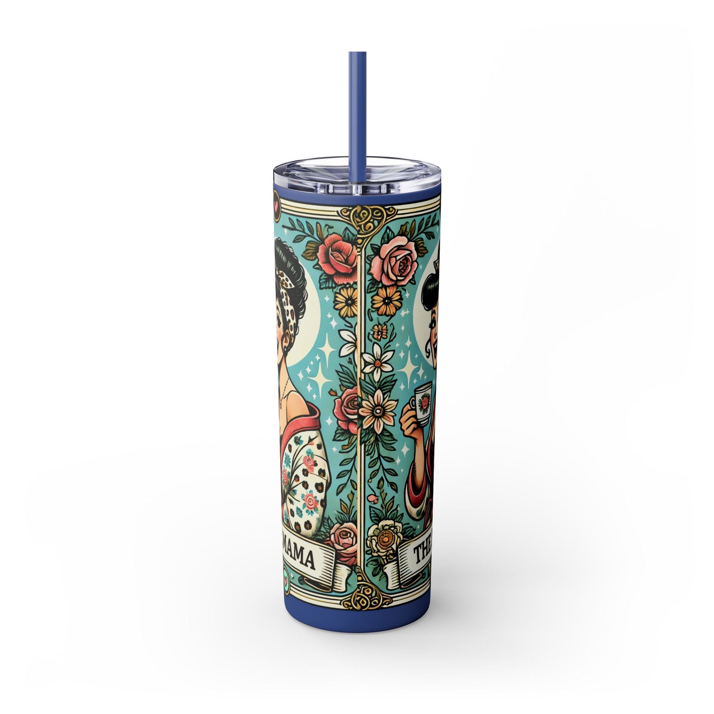 Vintage Floral Mama Skinny Tumbler with Straw | 20oz Stylish Drinkware for Moms