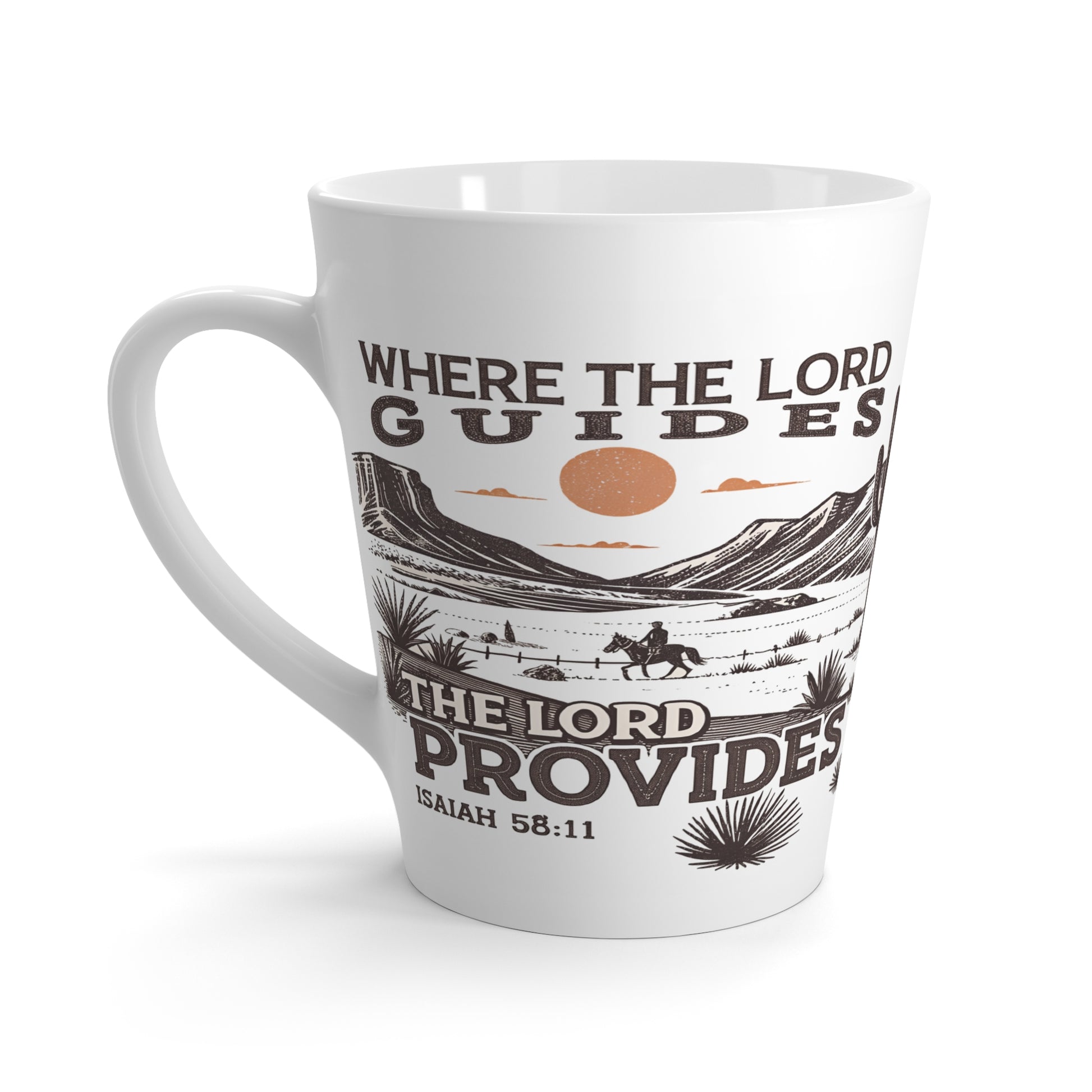 Inspirational Latte Mug - "Where The Lord Guides, The Lord Provides" - Perfect Gift for Faith & Nature Lovers - GULLYDESIGN