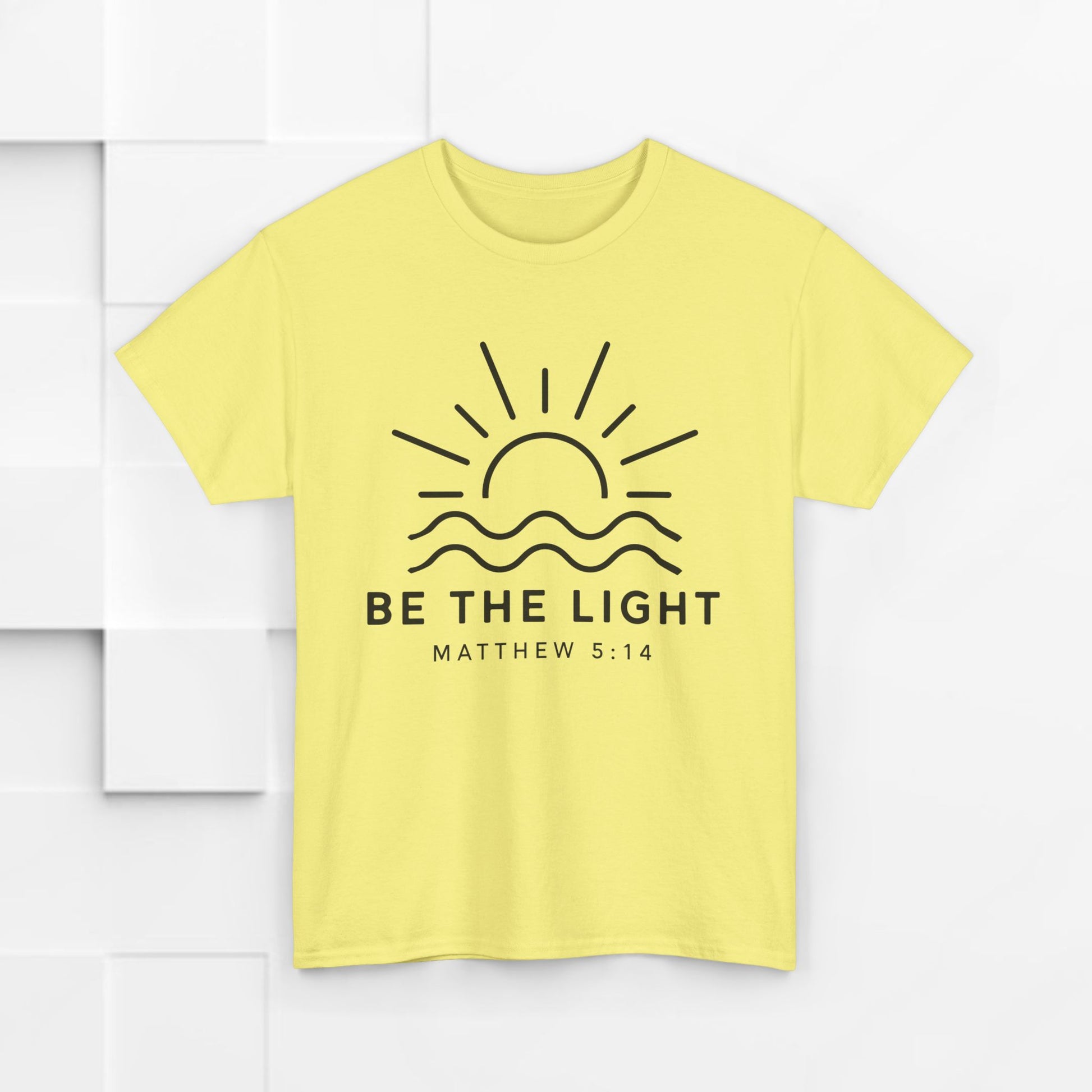 Inspirational Unisex Heavy Cotton Tee - 'Be The Light' Matthew 5:14 - GULLYDESIGN