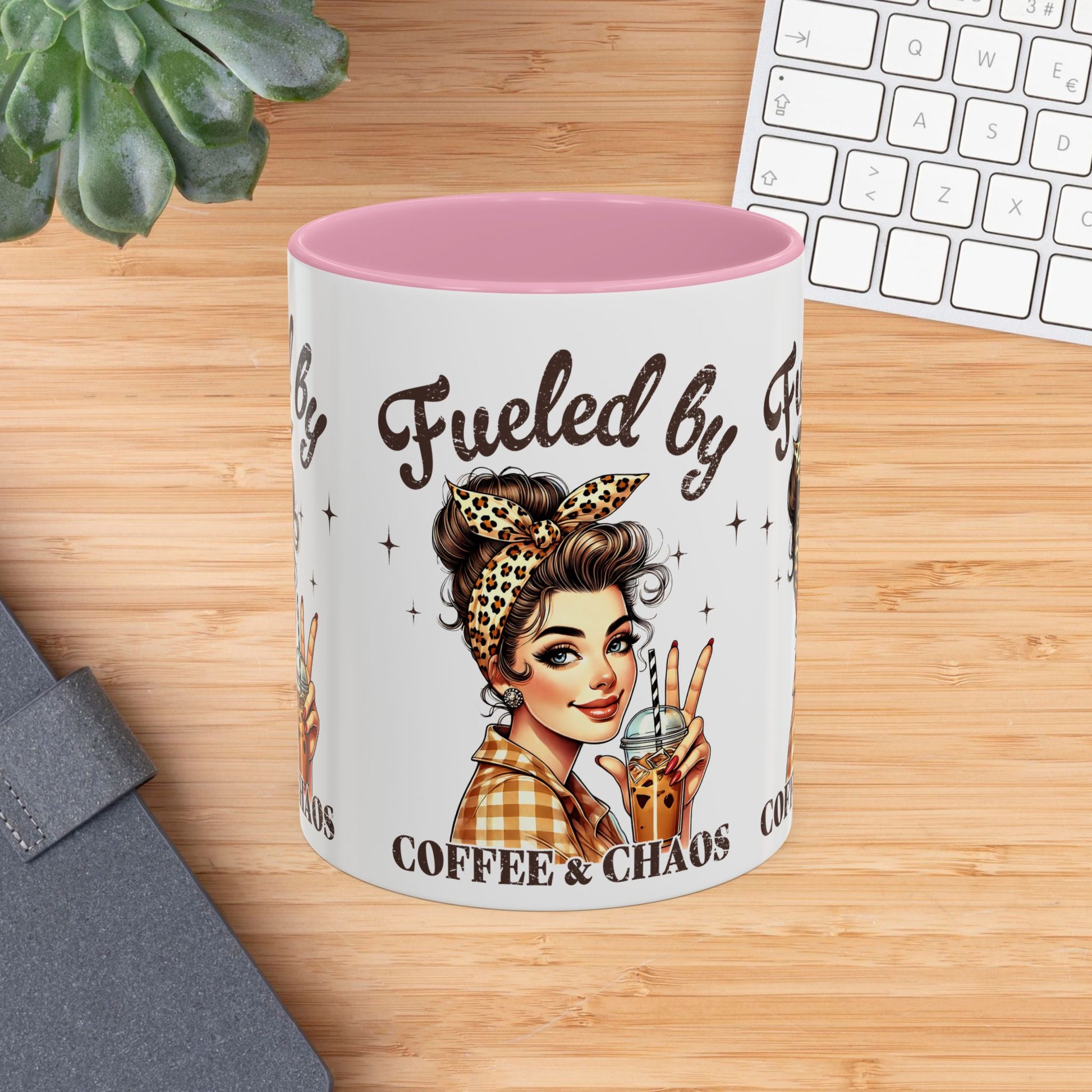 Colorful Coffee Mug - "Fueled by Coffee & Chaos" - Fun & Trendy Drinkware for Coffee Lovers - GULLYDESIGN