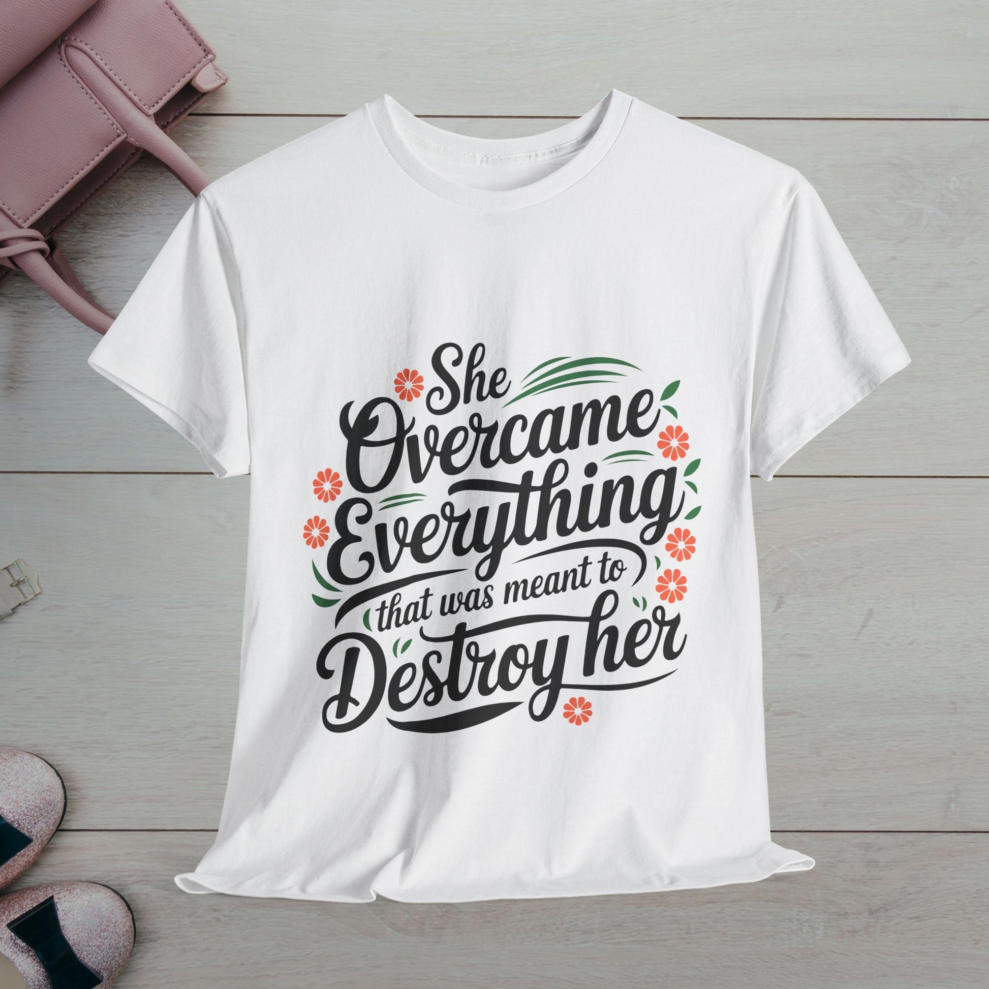 Empowering Women's Quote Unisex Heavy Cotton Tee - 'She Overcame Everything' - GULLYDESIGN
