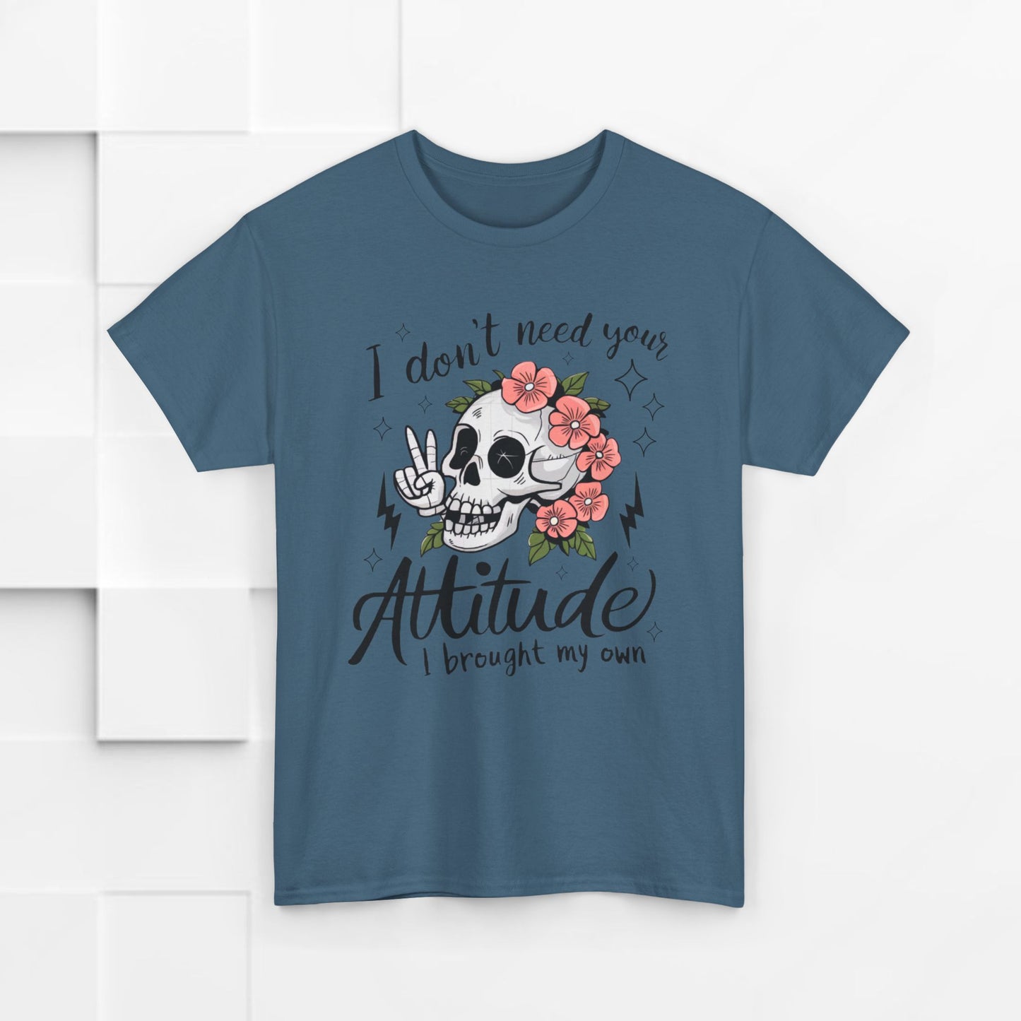 Rebellious Skull Attitude Unisex Heavy Cotton Tee