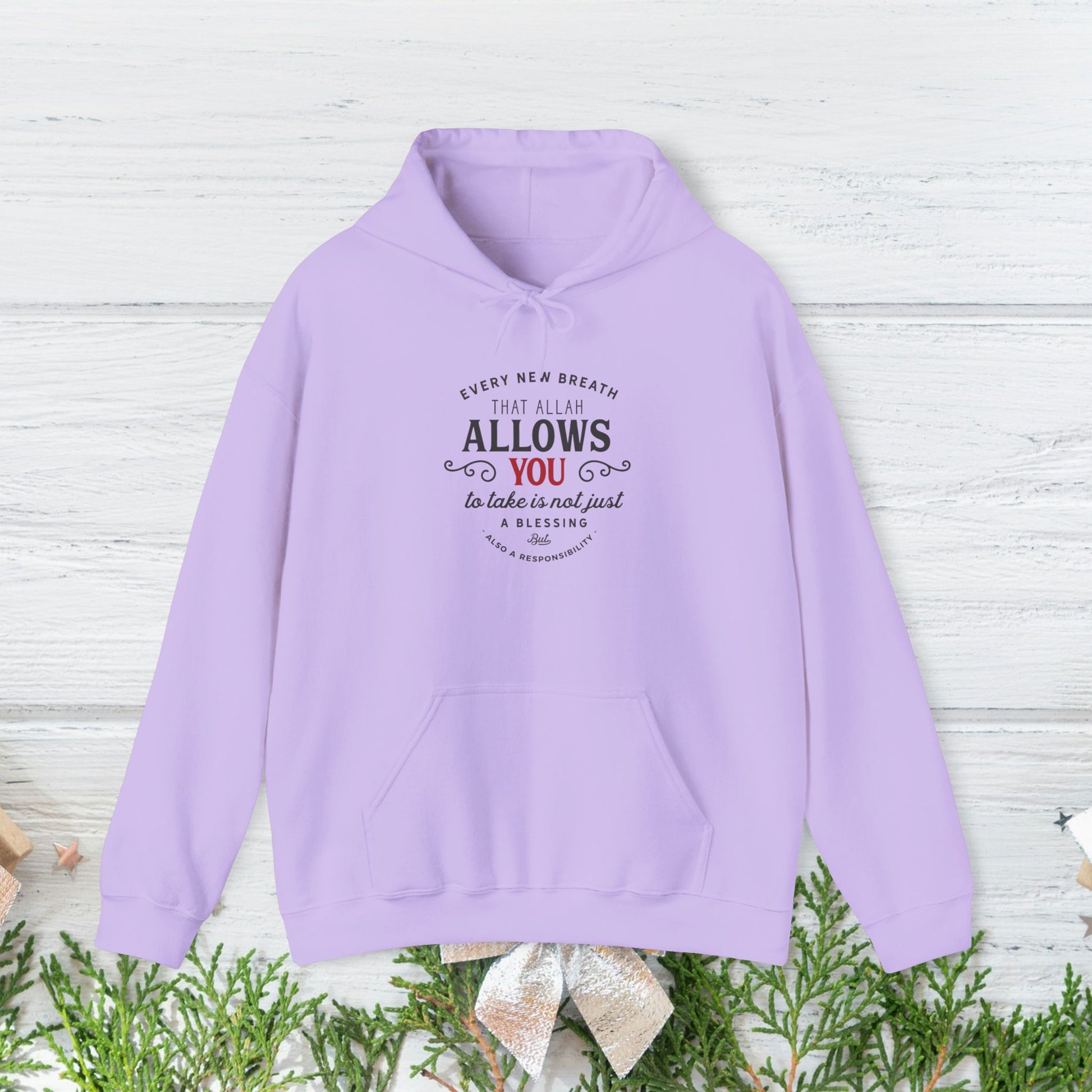"Every New Breath is a Blessing & a Responsibility"  Unisex Heavy Blend™ Hooded Sweatshirt – Inspirational Islamic Quote - GULLYDESIGN
