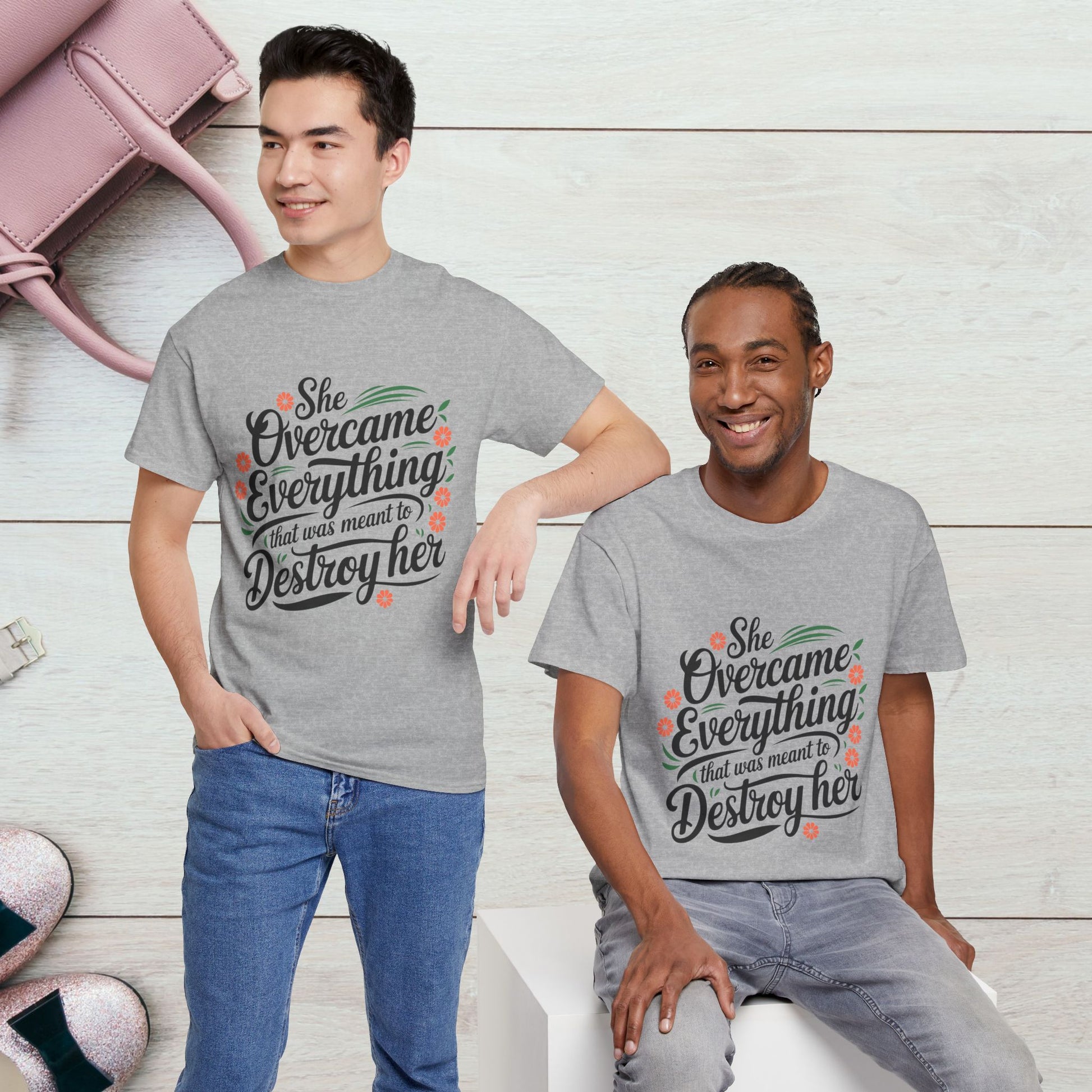 Empowering Women's Quote Unisex Heavy Cotton Tee - 'She Overcame Everything' - GULLYDESIGN