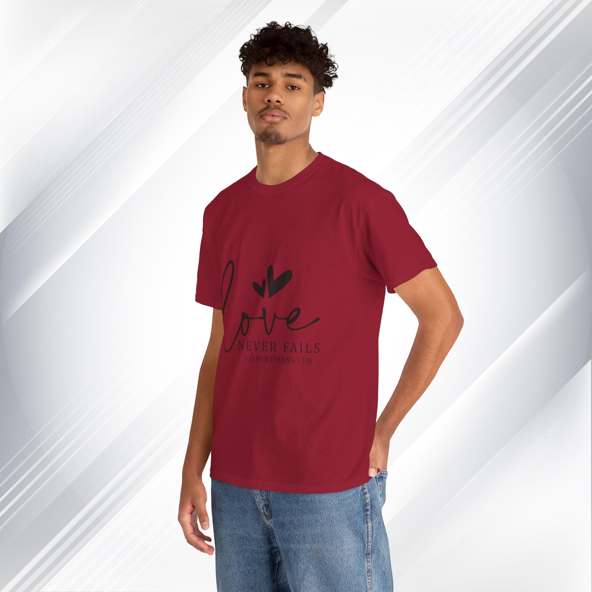 Love Never Fails Unisex Heavy Cotton Tee - Inspirational Christian T-Shirt - GULLYDESIGN