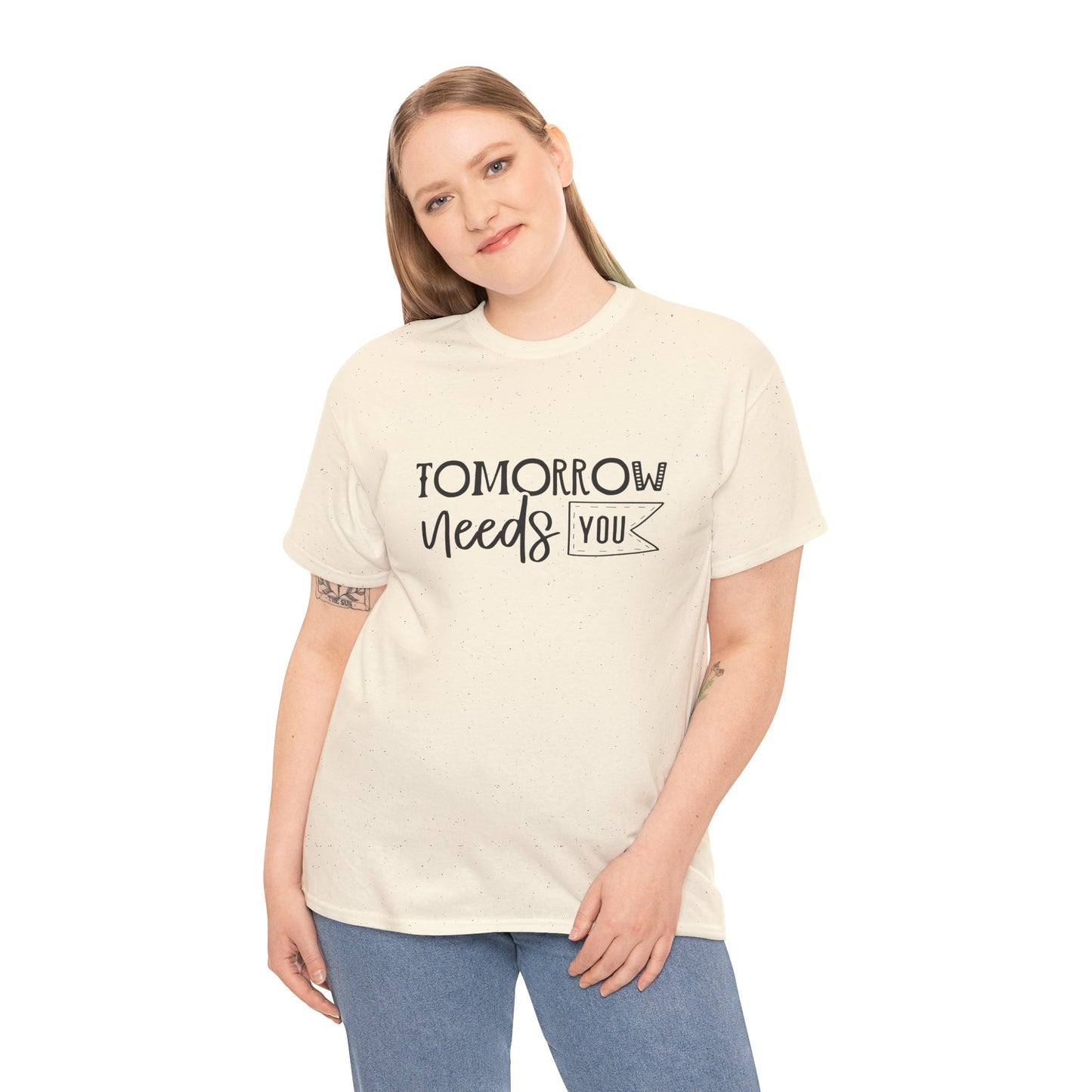 Inspirational Unisex Heavy Cotton Tee - 'Tomorrow Needs You'