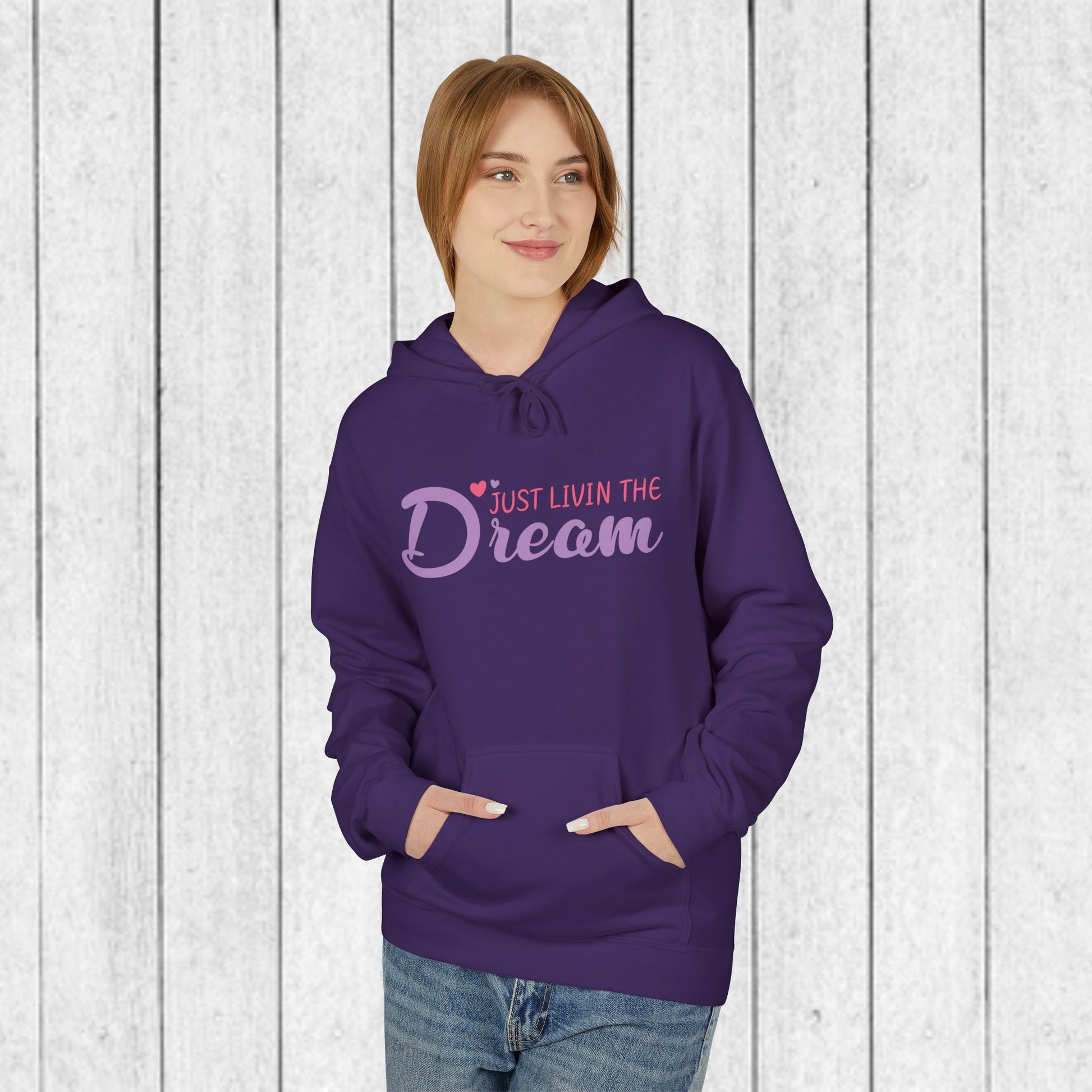 Just Livin' The Dream Hoodie - Unisex Midweight Softstyle Fleece, Cozy Casual Wear - GULLYDESIGN