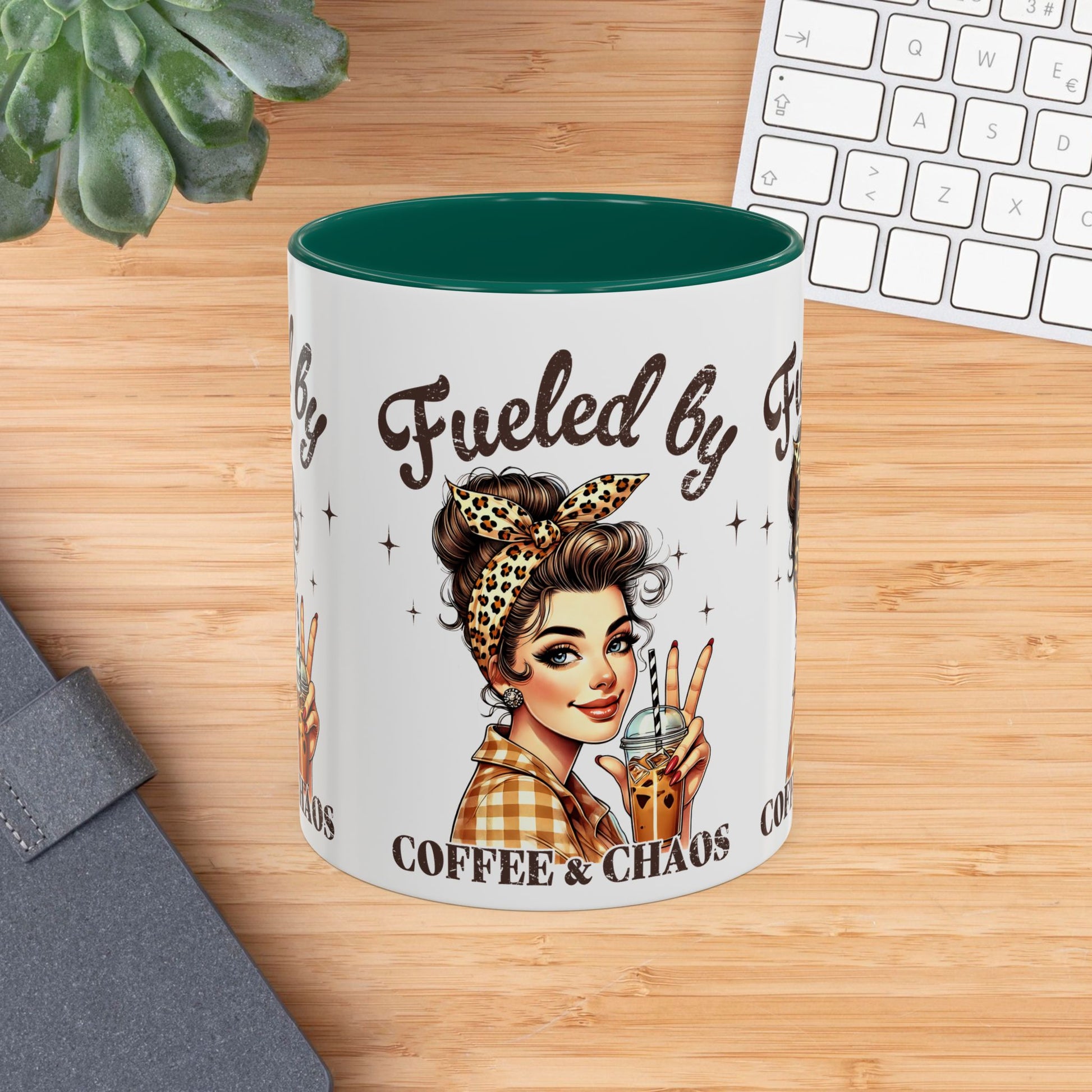 Colorful Coffee Mug - "Fueled by Coffee & Chaos" - Fun & Trendy Drinkware for Coffee Lovers - GULLYDESIGN
