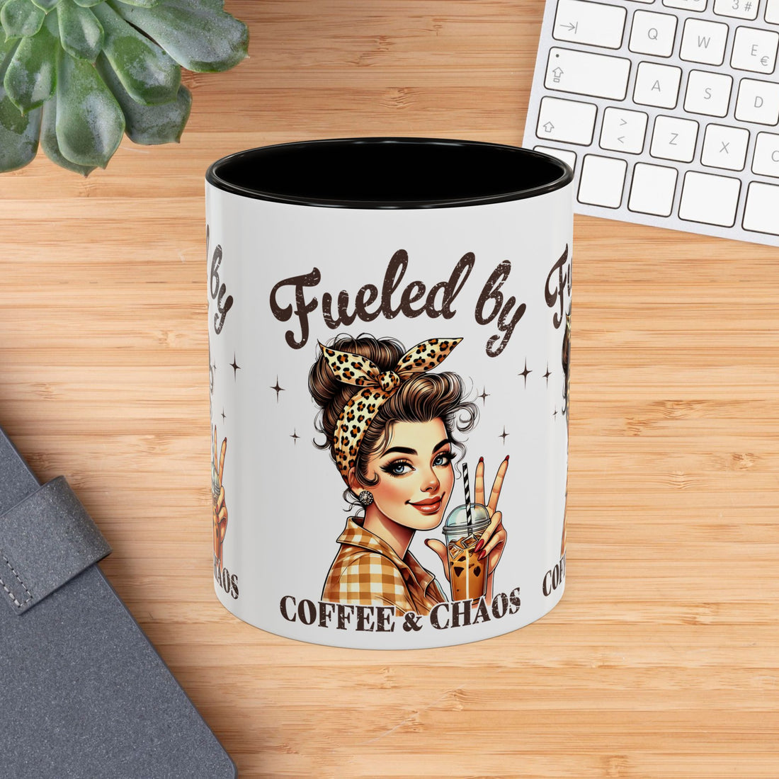 Colorful Coffee Mug - "Fueled by Coffee & Chaos" - Fun & Trendy Drinkware for Coffee Lovers - GULLYDESIGN