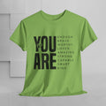 You Are Enough Unisex Heavy Cotton Tee | Inspirational Graphic Tee for Self-Love and Positivity - GULLYDESIGN