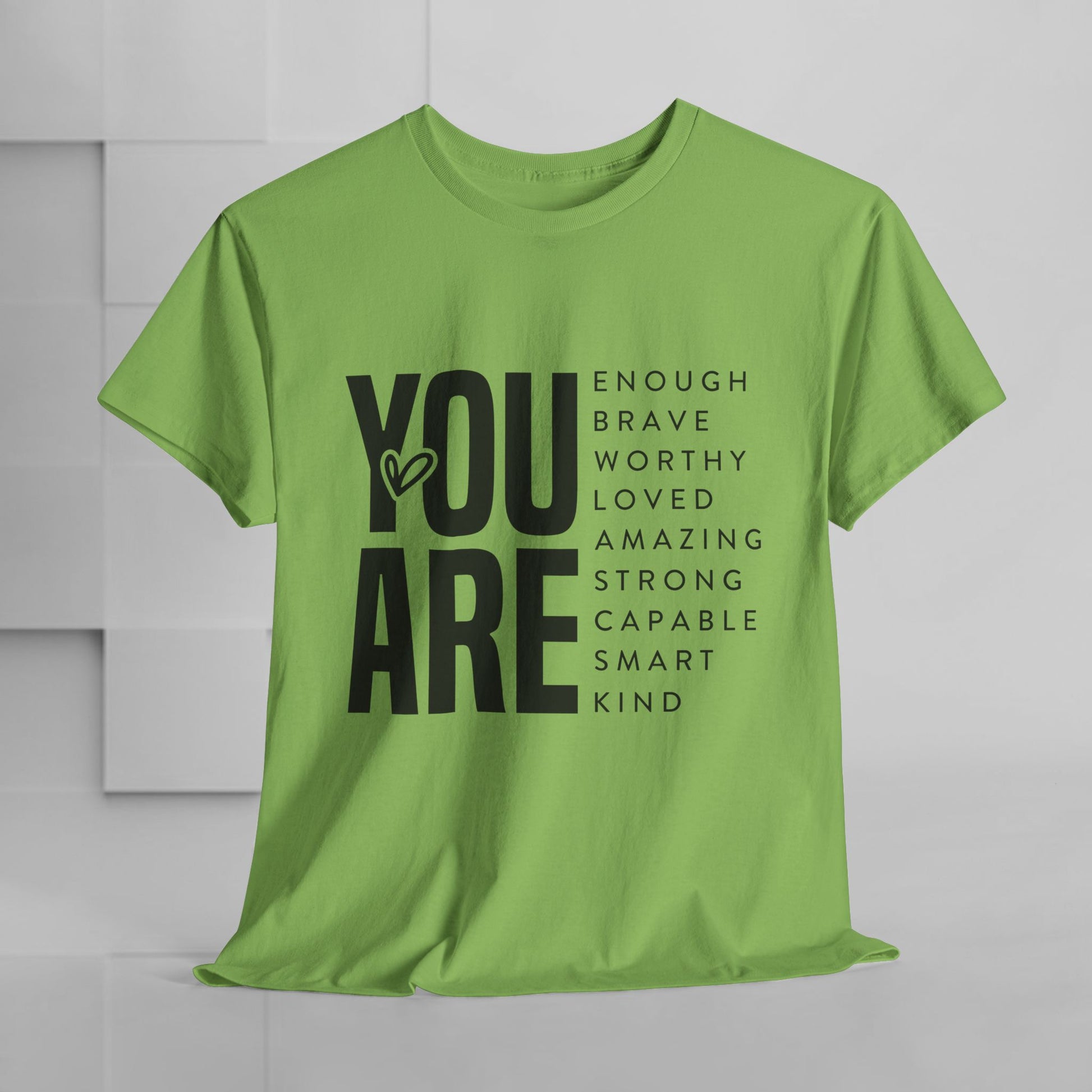 You Are Enough Unisex Heavy Cotton Tee | Inspirational Graphic Tee for Self-Love and Positivity - GULLYDESIGN