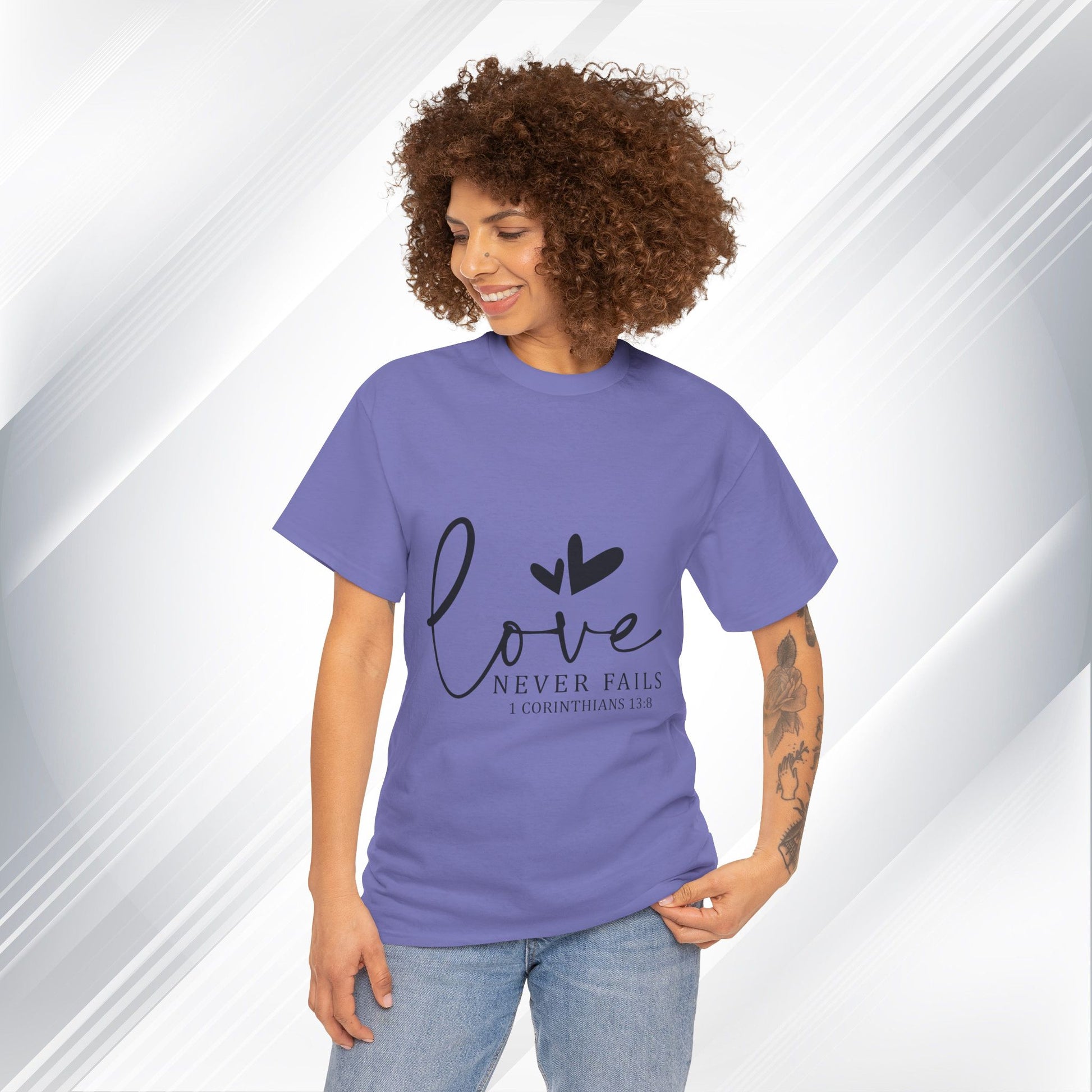 Love Never Fails Unisex Heavy Cotton Tee - Inspirational Christian T-Shirt - GULLYDESIGN