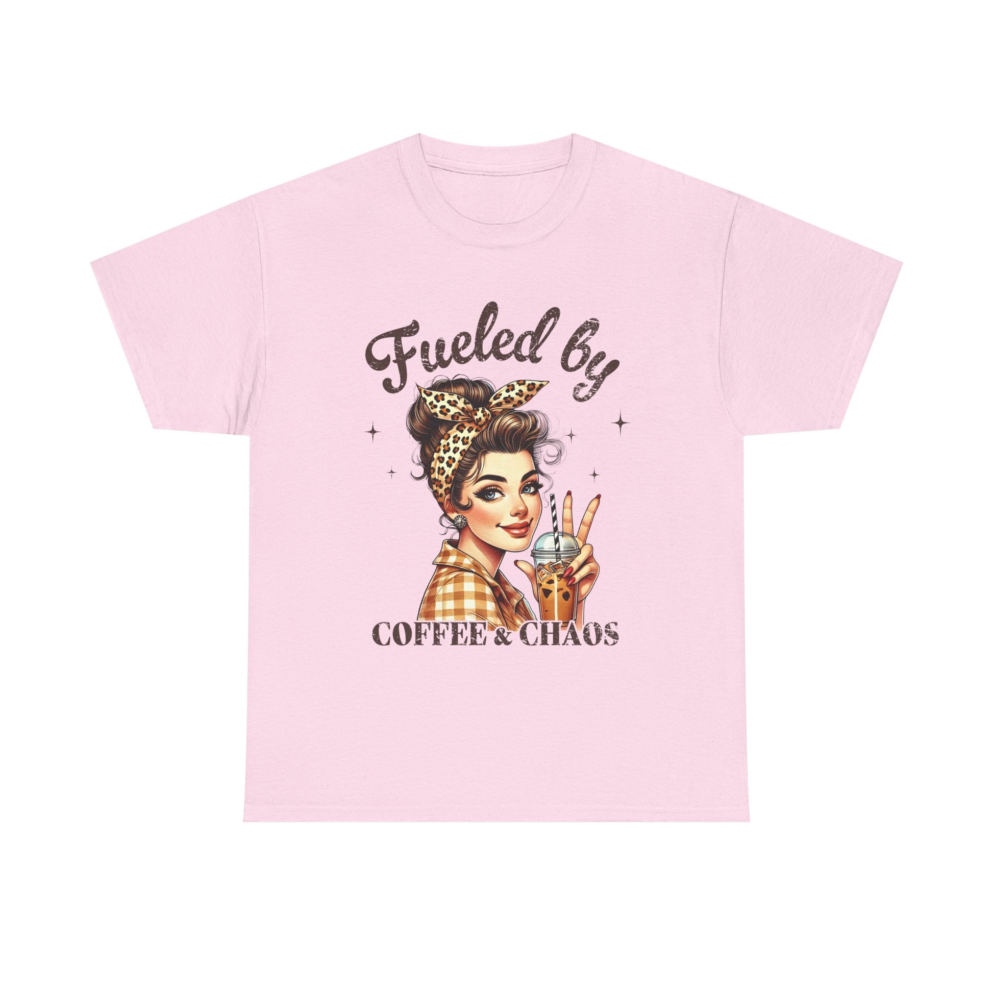 Fueled by Coffee & Chaos Unisex Tee - Fun Graphic Shirt for Coffee Lovers - GULLYDESIGN