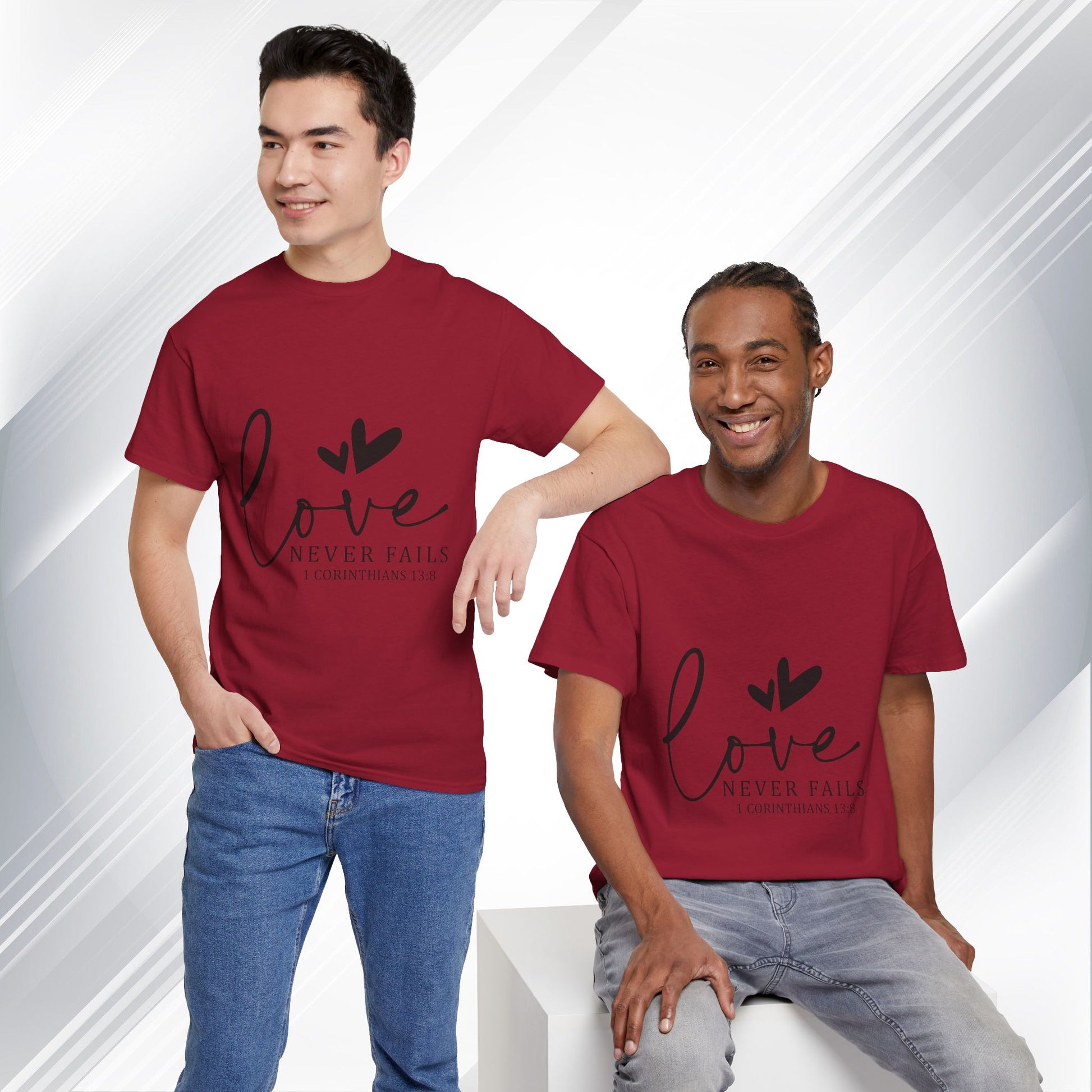 Love Never Fails Unisex Heavy Cotton Tee - Inspirational Christian T-Shirt - GULLYDESIGN