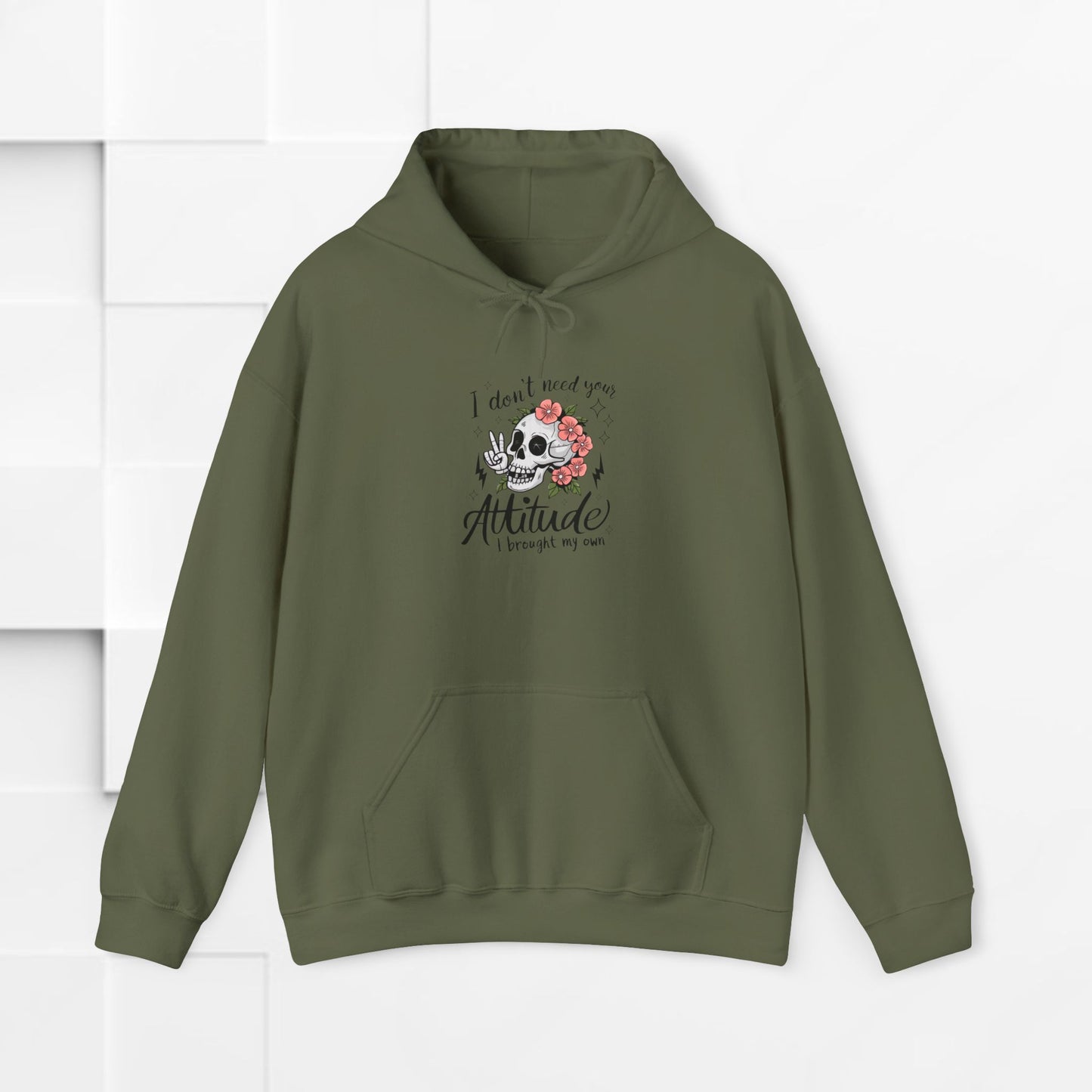 Attitude Floral Hoodie - Unisex Heavy Blend™ Sweatshirt
