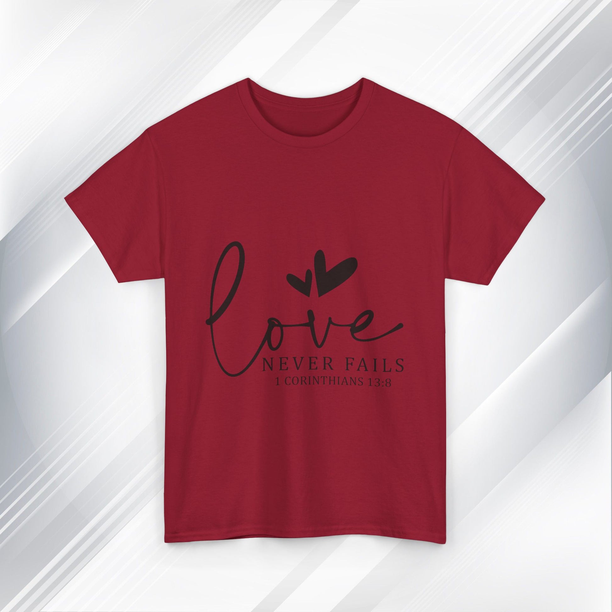 Love Never Fails Unisex Heavy Cotton Tee - Inspirational Christian T-Shirt - GULLYDESIGN
