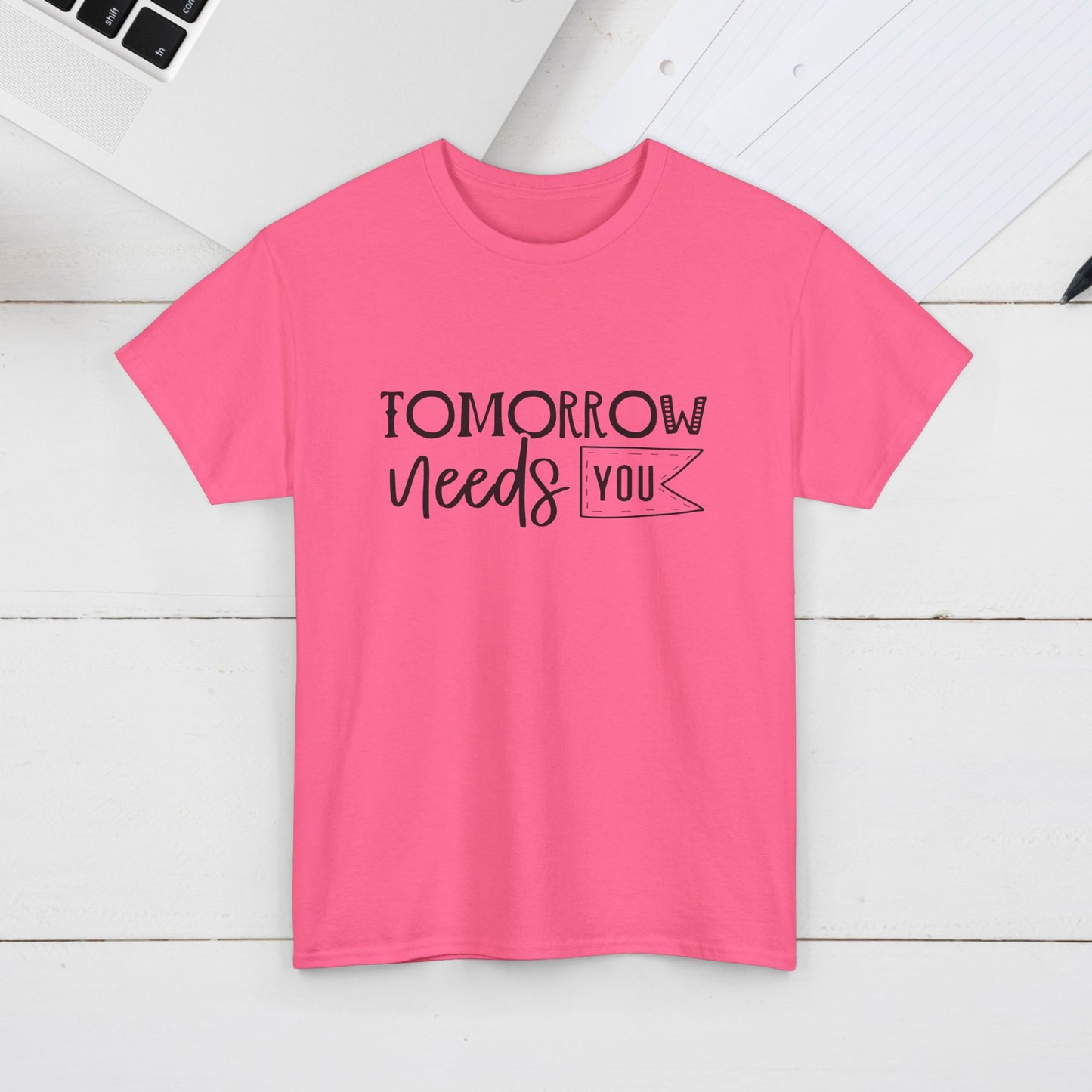 Inspirational Unisex Heavy Cotton Tee - 'Tomorrow Needs You'