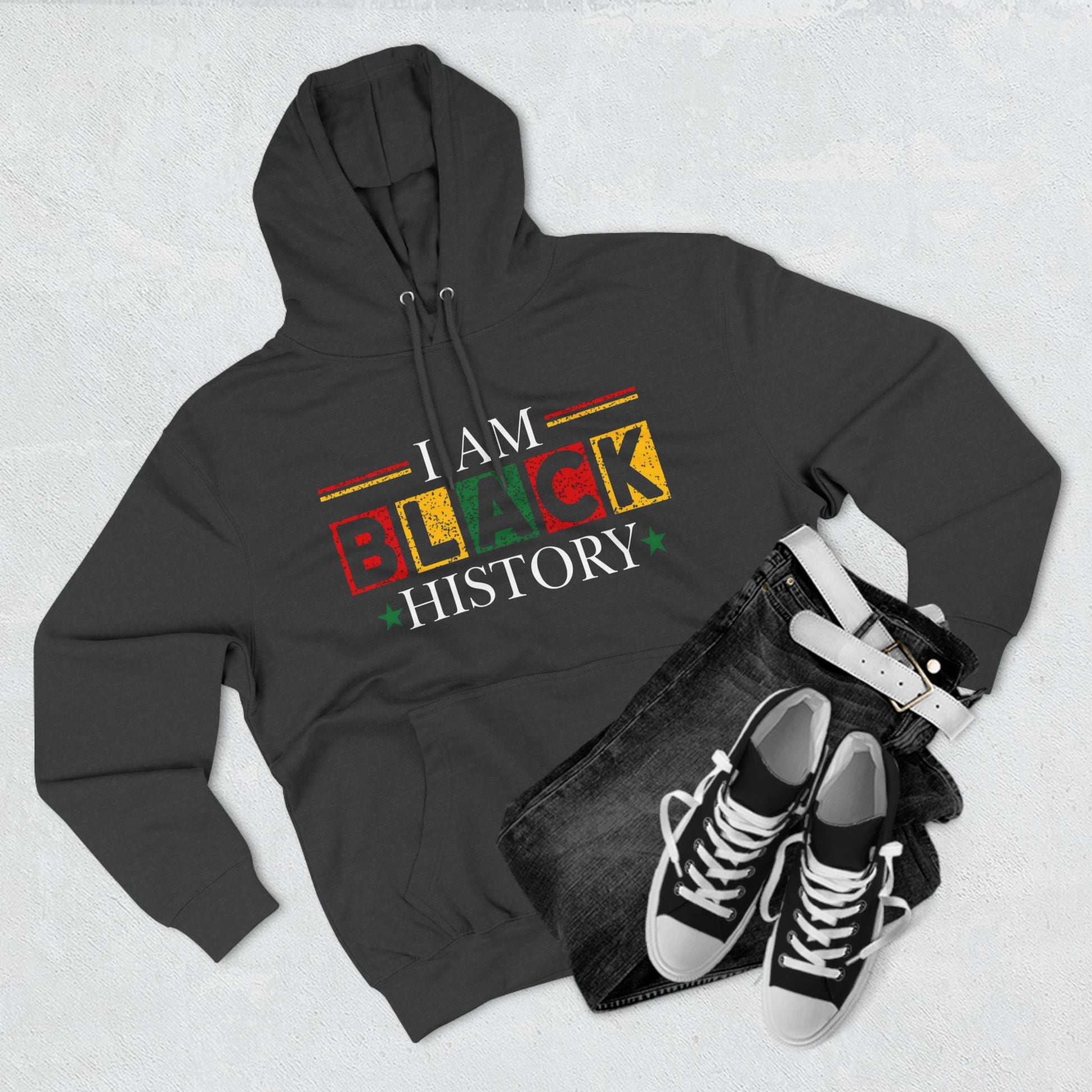 Black History Three-Panel Fleece Hoodie - Celebrate Identity & Culture - GULLYDESIGN