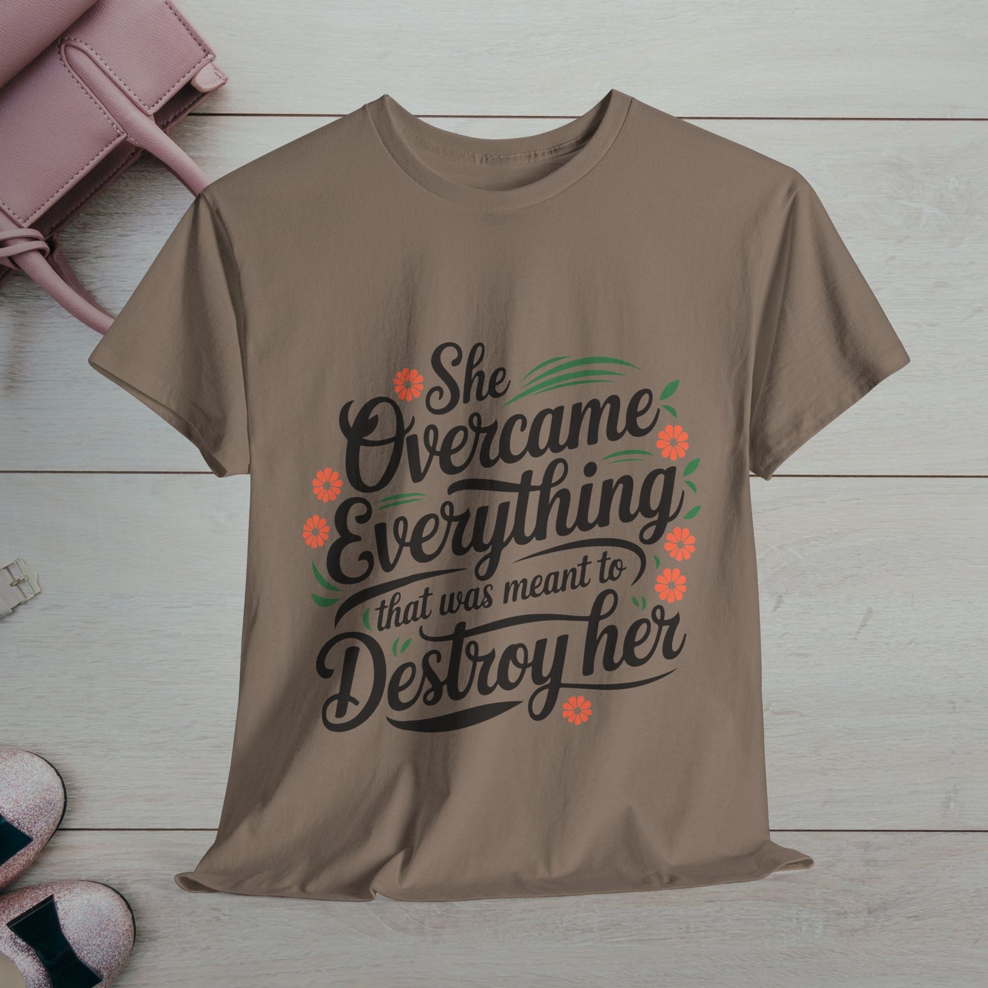 Empowering Women's Quote Unisex Heavy Cotton Tee - 'She Overcame Everything' - GULLYDESIGN