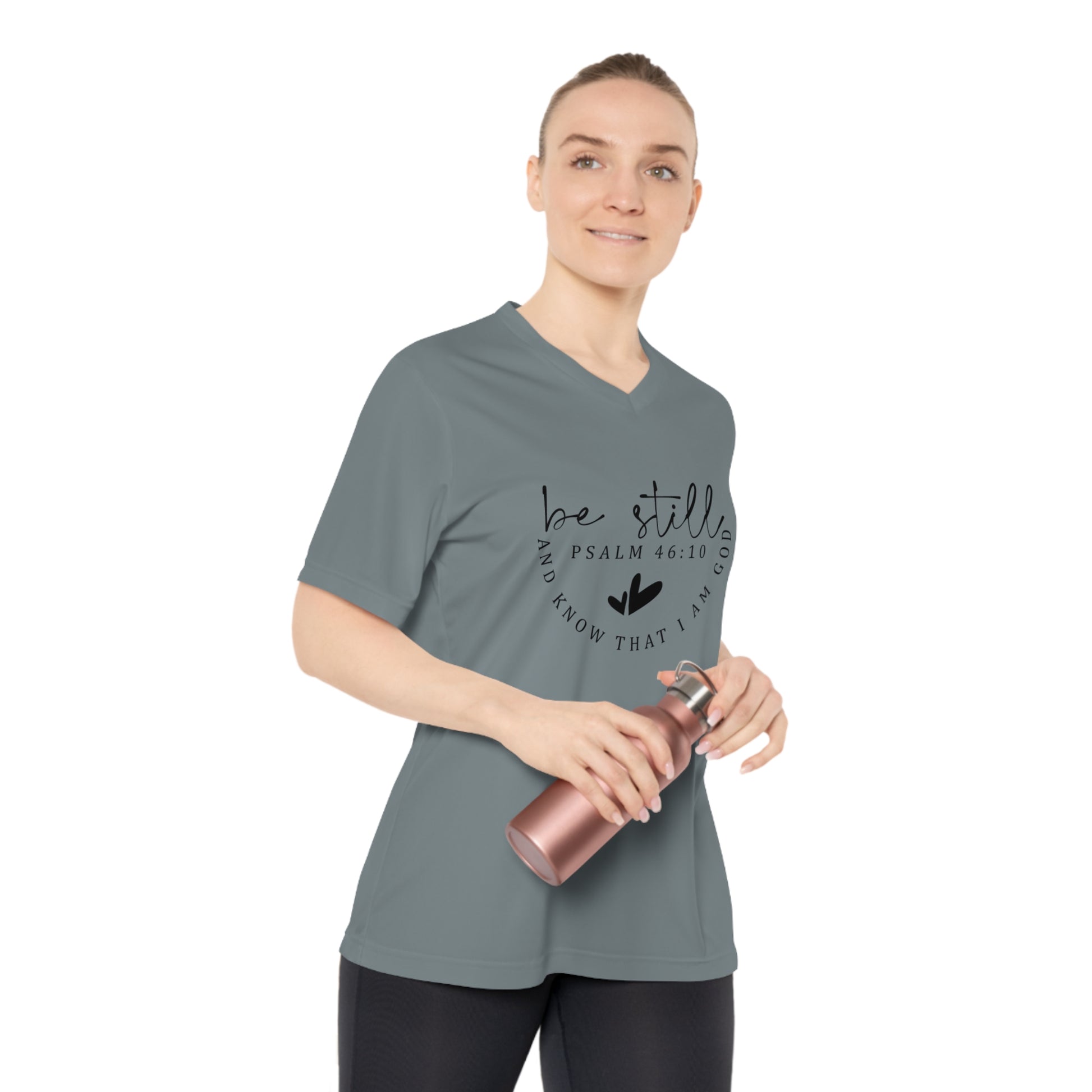 Be Still Psalm 46:10 Women's Performance V-Neck T-Shirt - GULLYDESIGN
