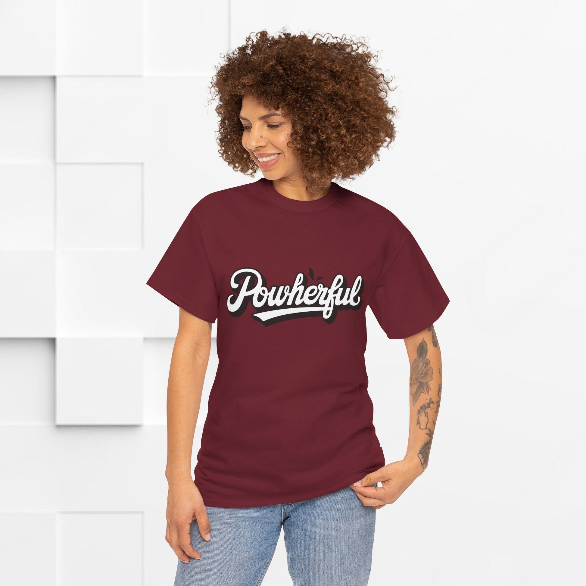 Unisex Heavy Cotton Tee - 'Powerful' Graphic Tee for Empowerment and Self-Expression - GULLYDESIGN