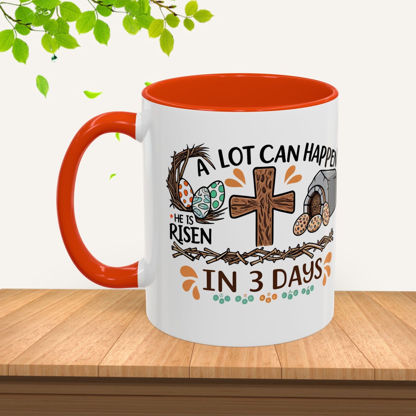 Inspirational Easter Mug - "A Lot Can Happen in 3 Days" - Colorful 11oz & 15oz Coffee Cup - GULLYDESIGN