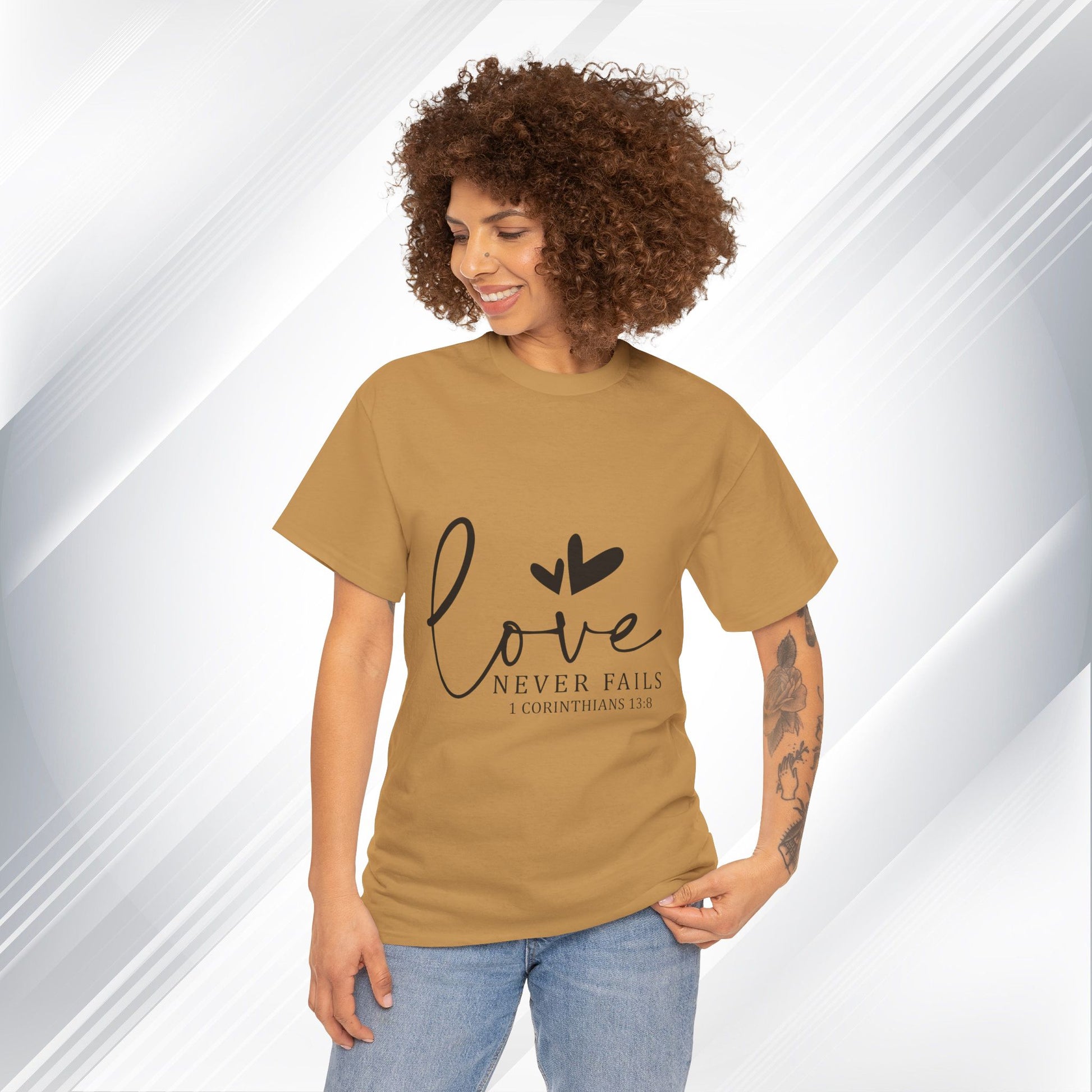 Love Never Fails Unisex Heavy Cotton Tee - Inspirational Christian T-Shirt - GULLYDESIGN