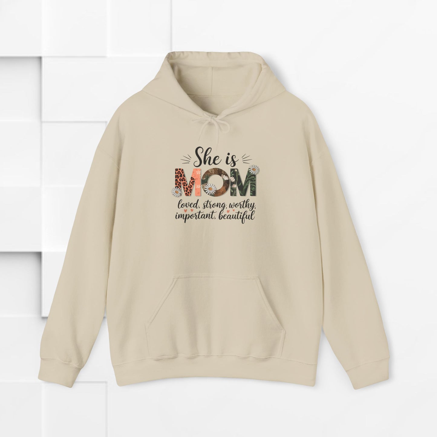 She is MOM Hooded Sweatshirt - Soft, Warm & Inspirational Gift for Mother's Day